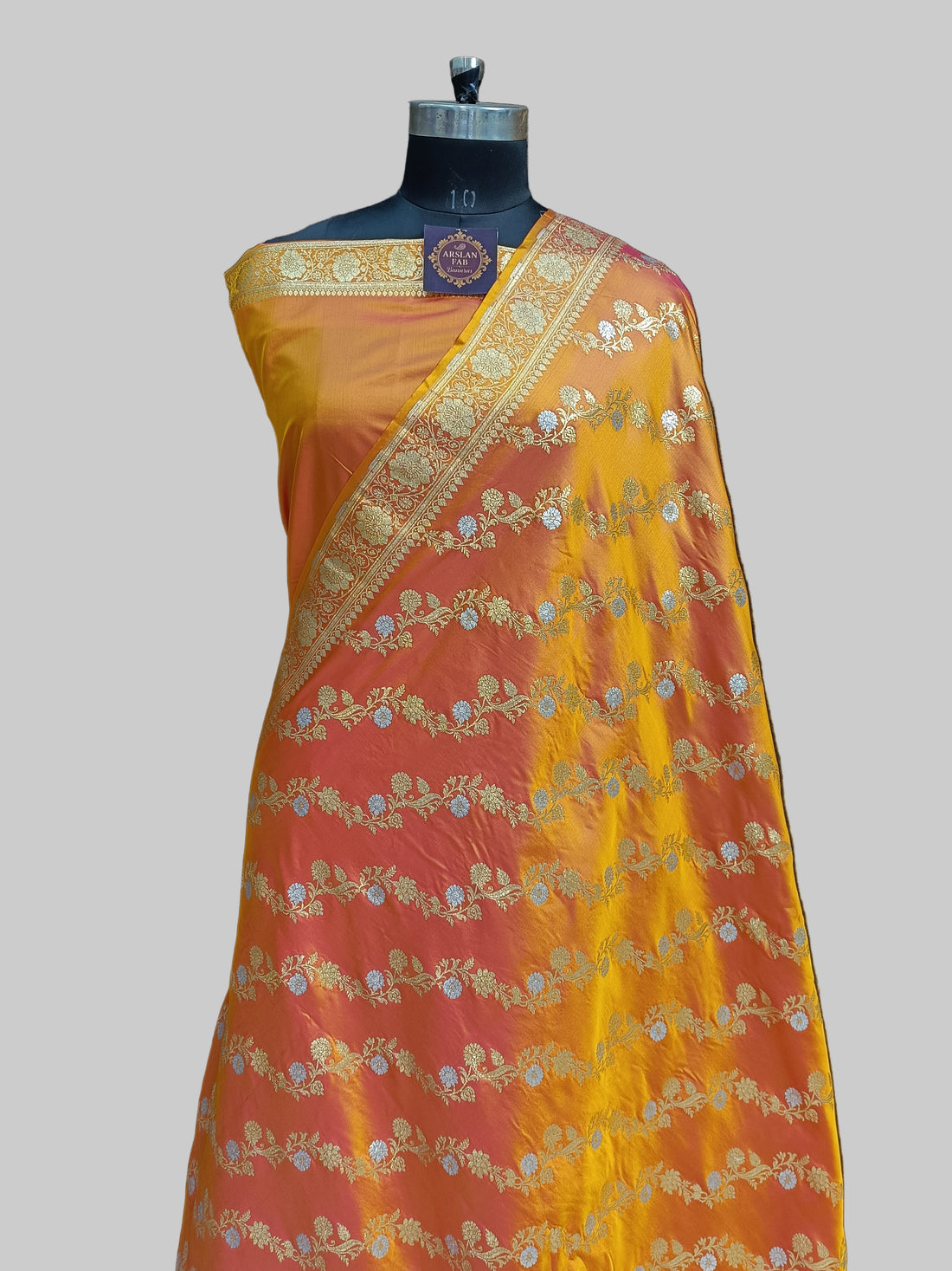 Banarasi Satan Silk Silver Meena Saree