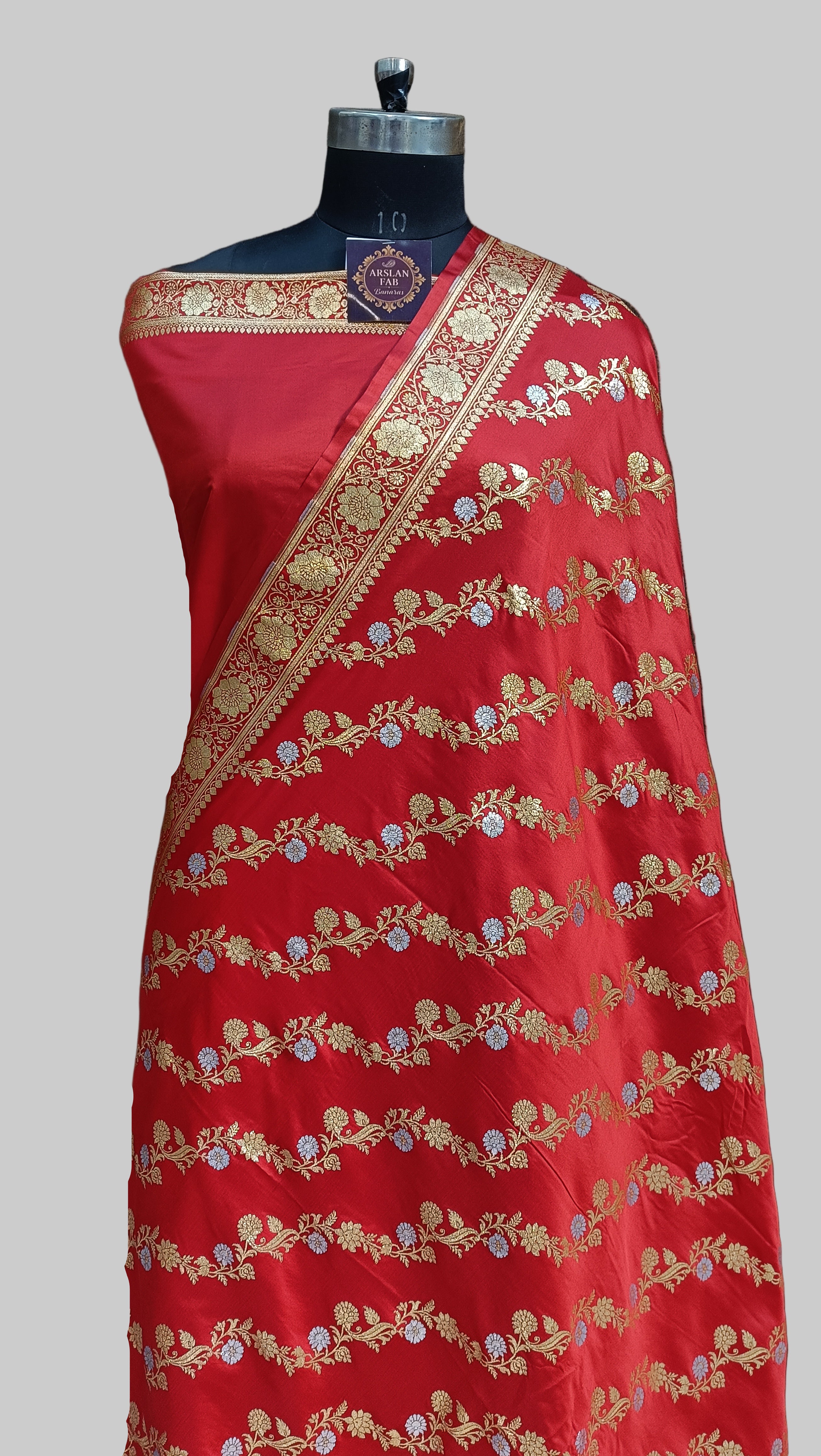 Banarasi Satan Silk Silver Meena Saree