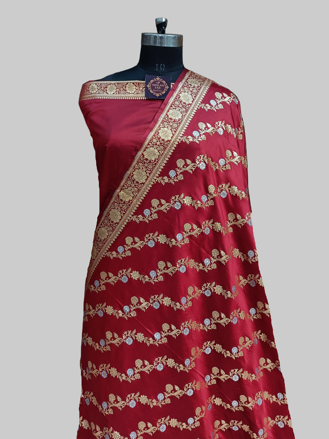 Banarasi Satan Silk Silver Meena Saree