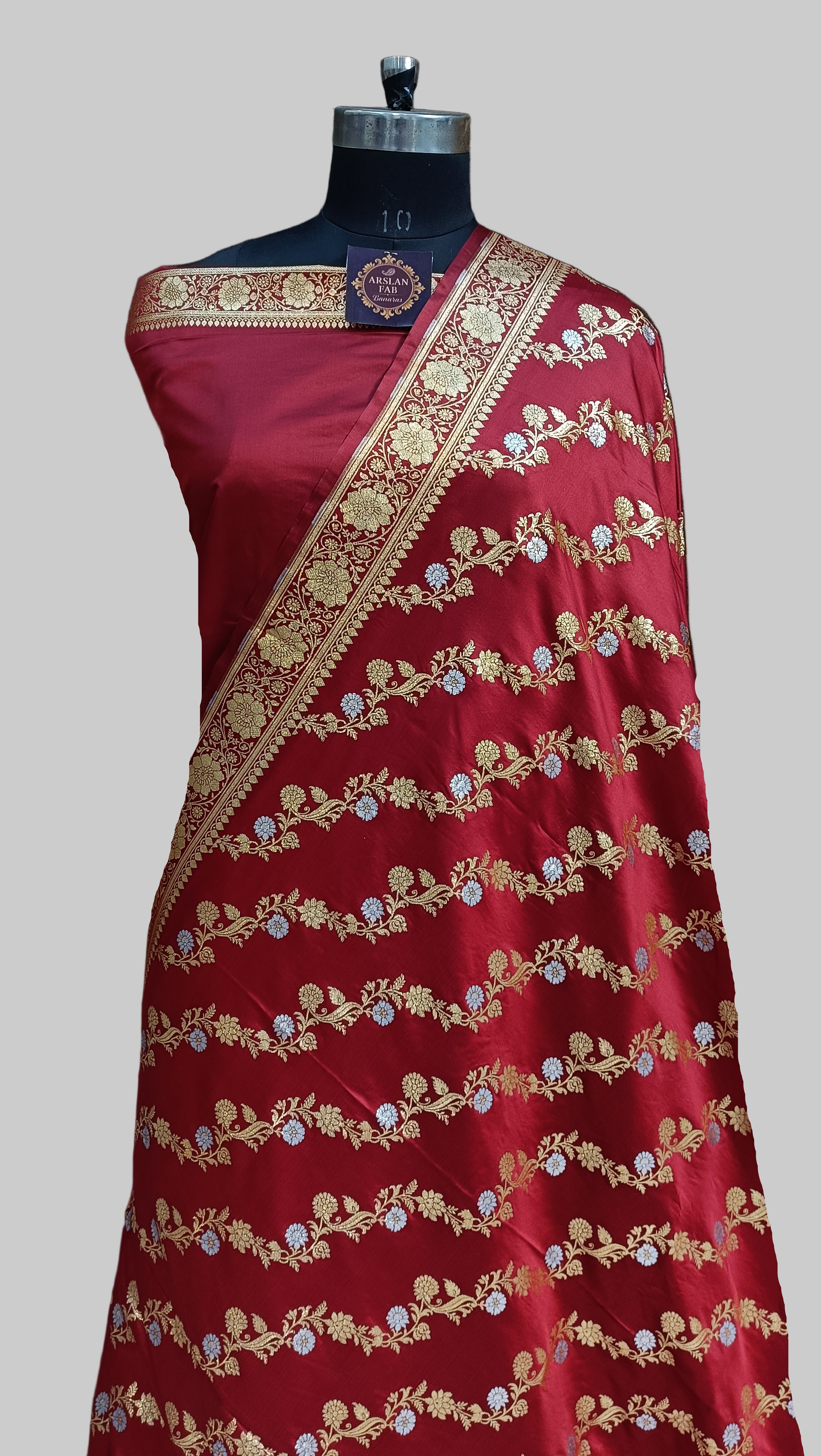 Banarasi Satan Silk Silver Meena Saree