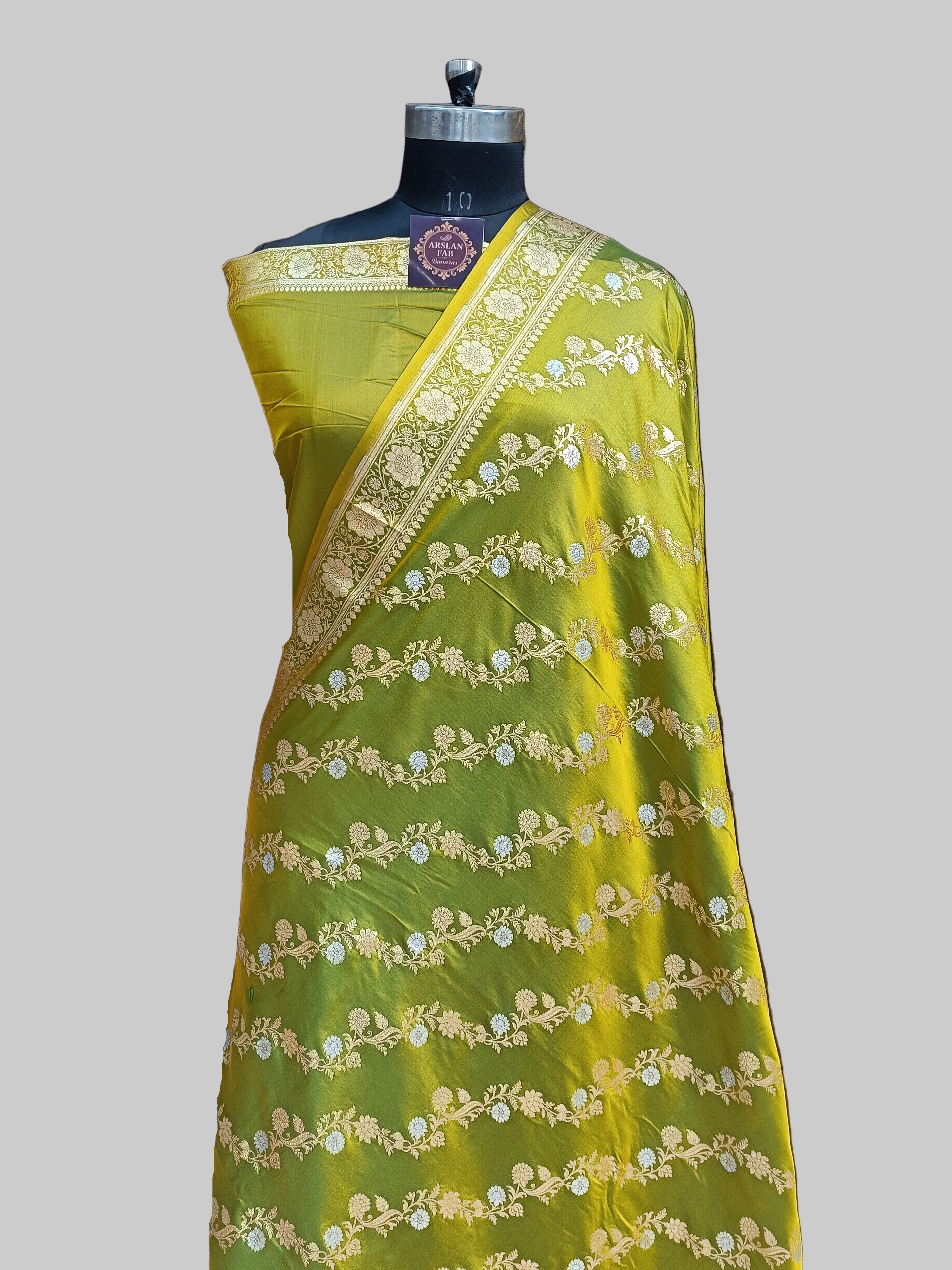 Banarasi Satan Silk Silver Meena Saree