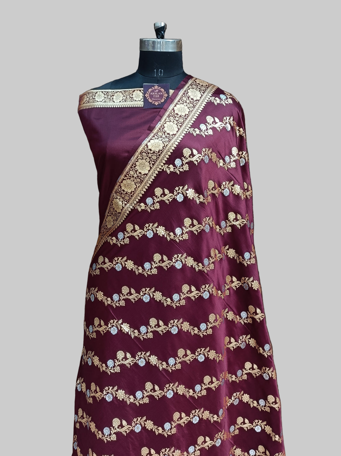 Banarasi Satan Silk Silver Meena Saree