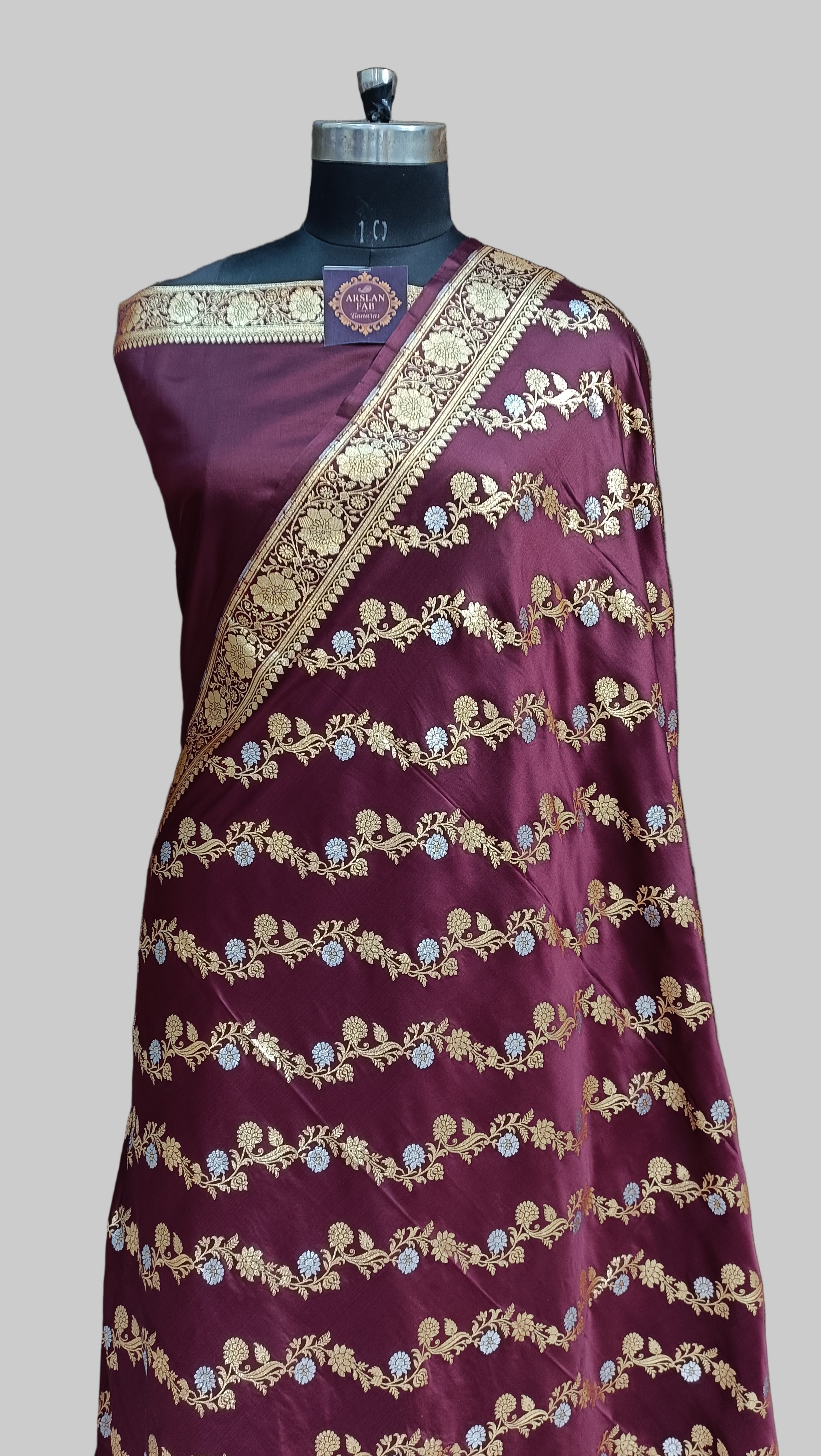 Banarasi Satan Silk Silver Meena Saree