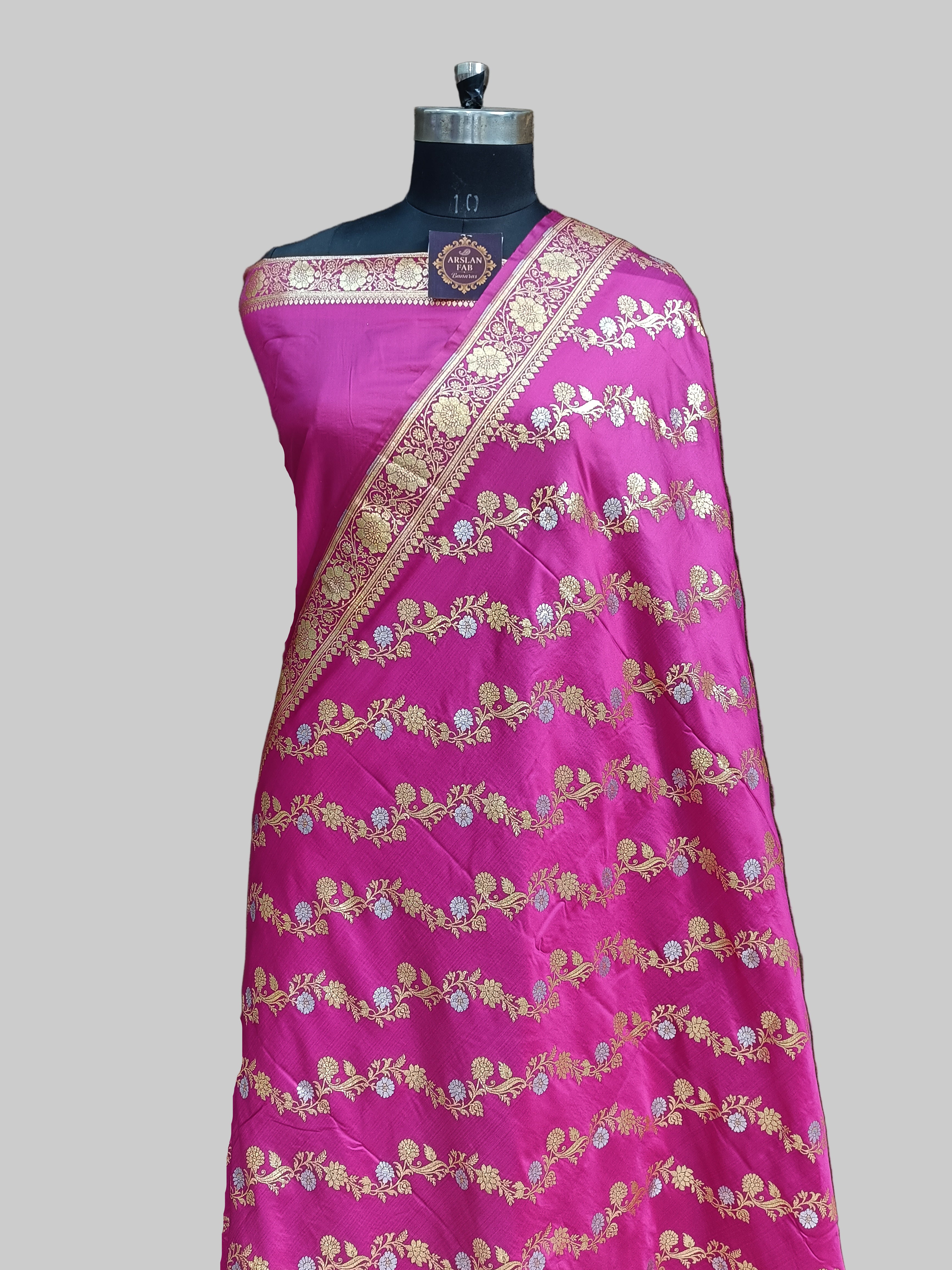 Banarasi Satan Silk Silver Meena Saree