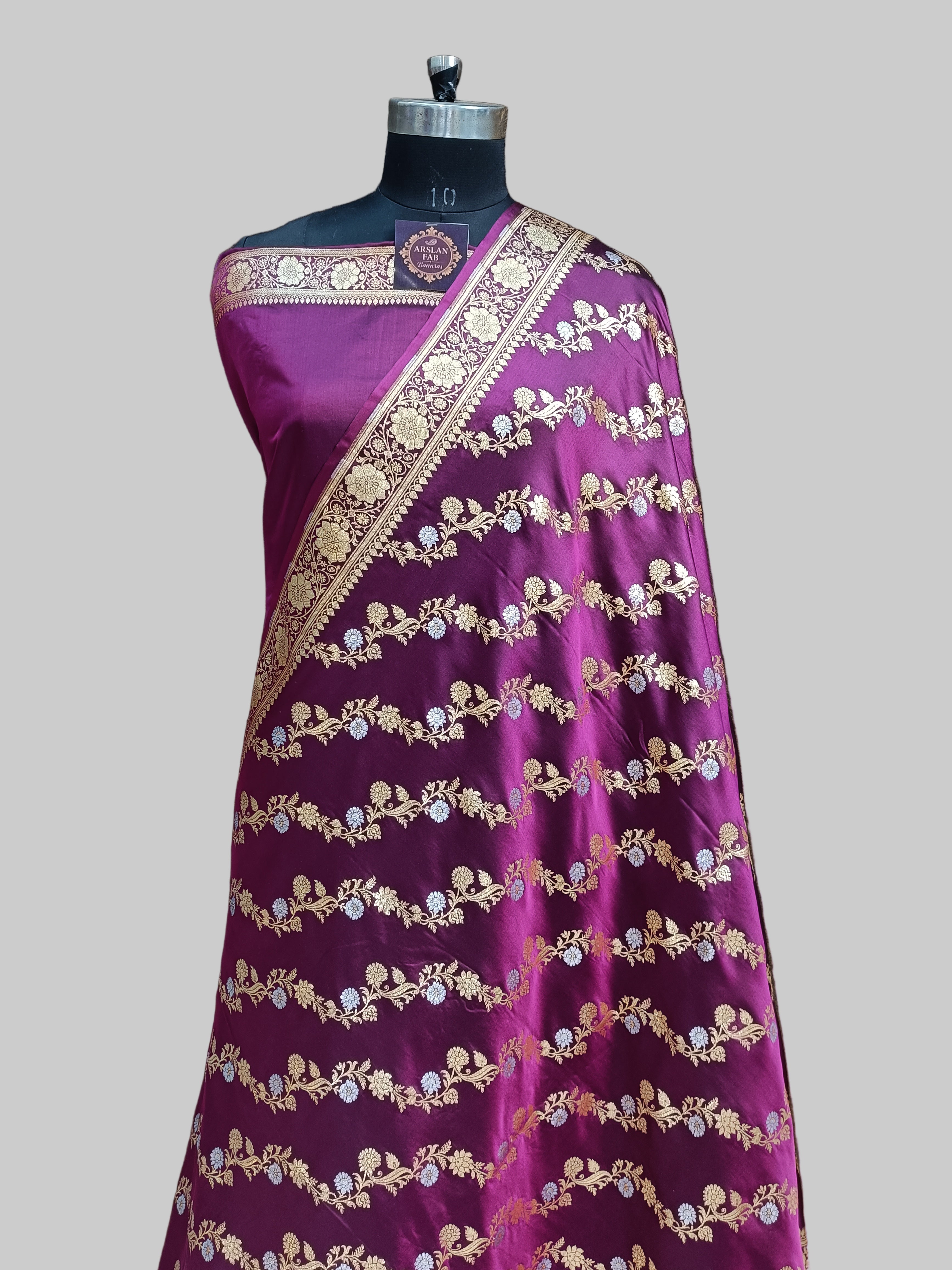 Banarasi Satan Silk Silver Meena Saree