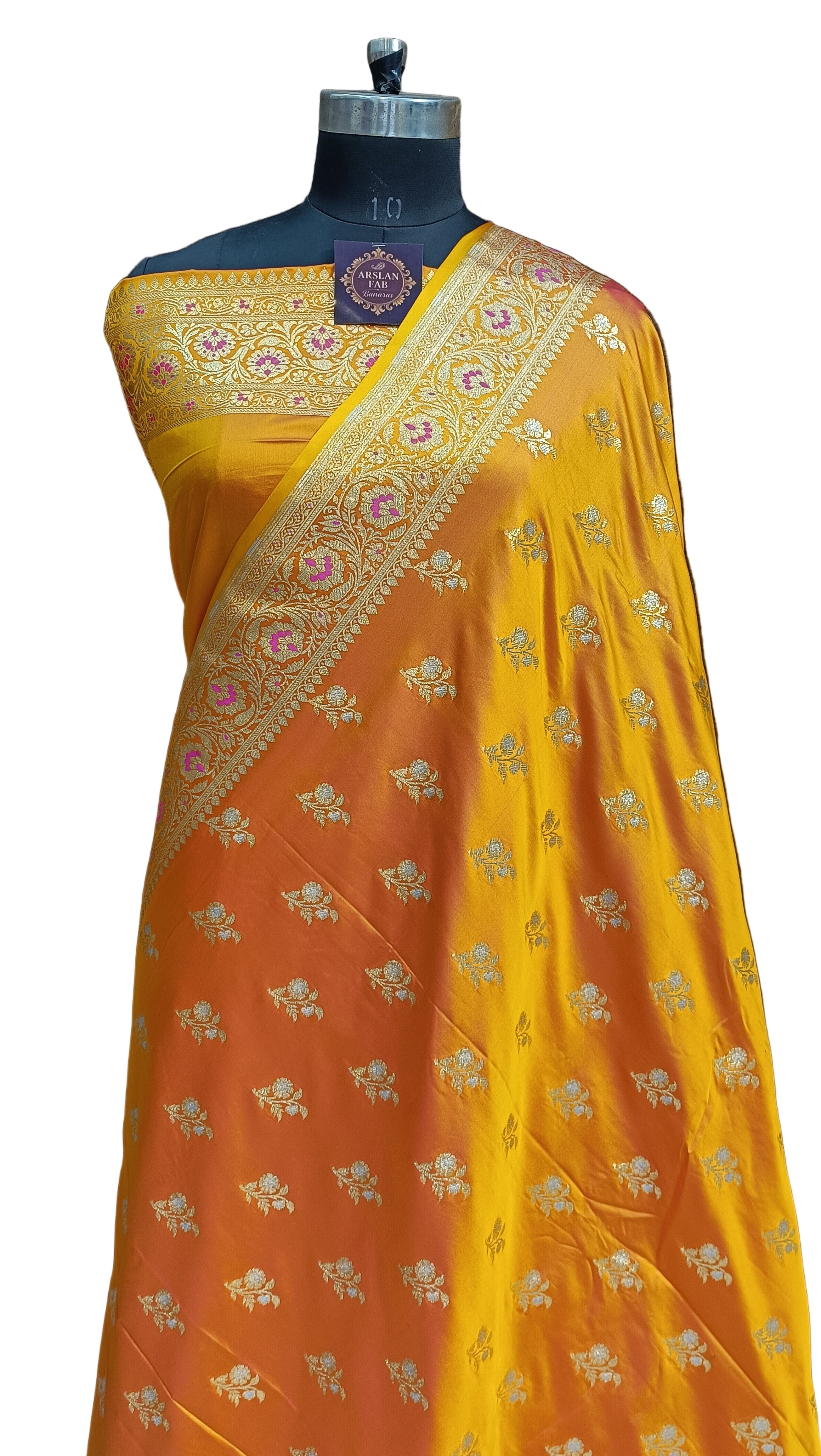 Banarasi Satan Silk Silver Meena Saree