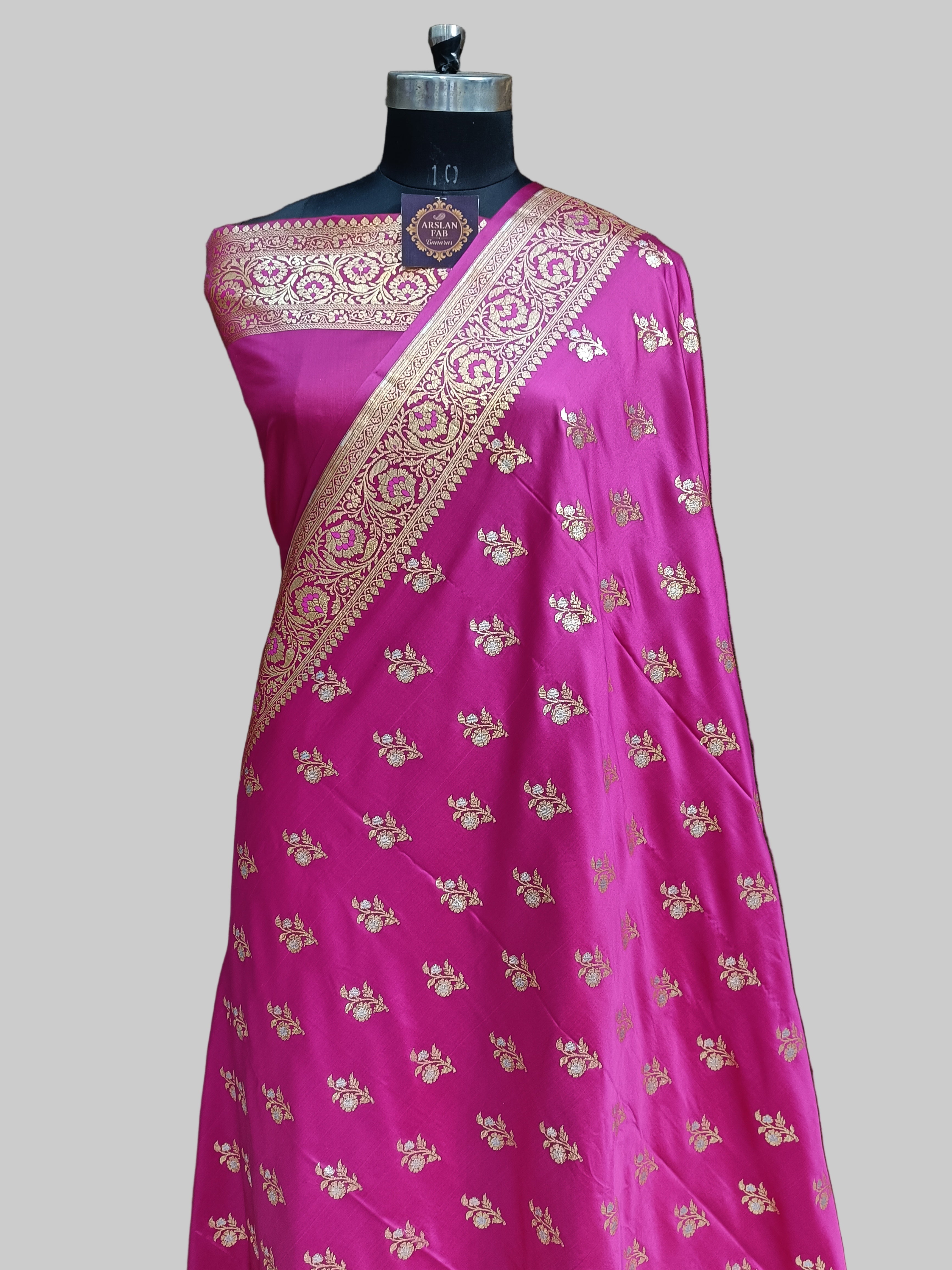 Banarasi Satan Silk Silver Meena Saree