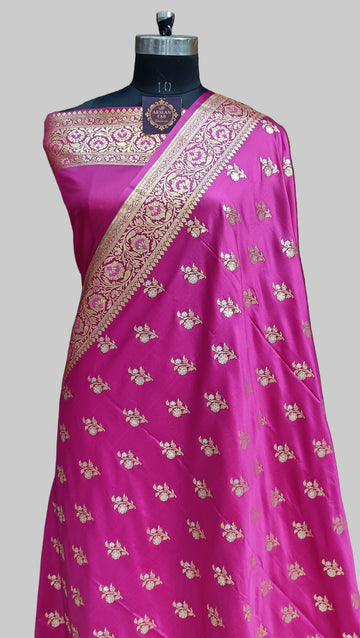 Banarasi Satan Silk Silver Meena Saree