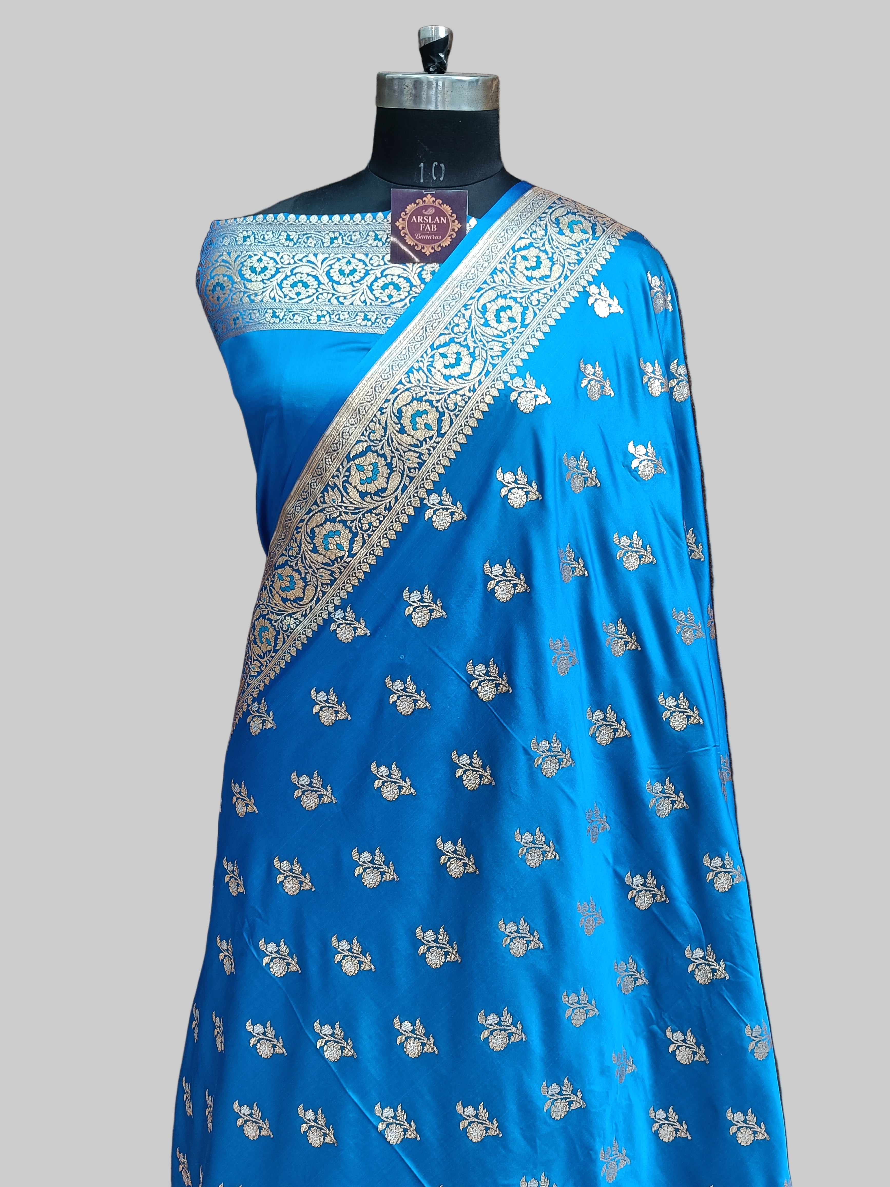 Banarasi Satan Silk Silver Meena Saree