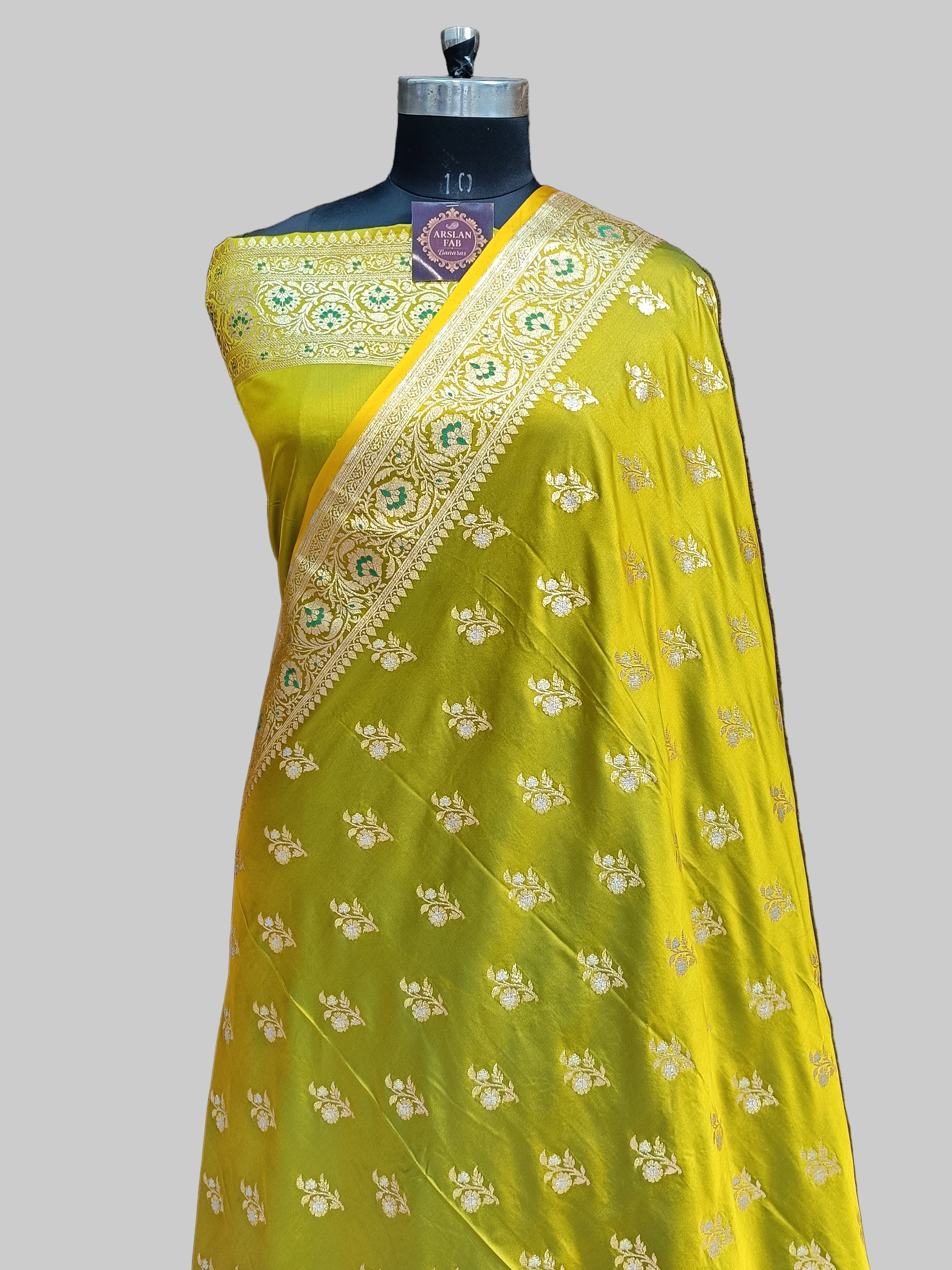 Banarasi Satan Silk Silver Meena Saree