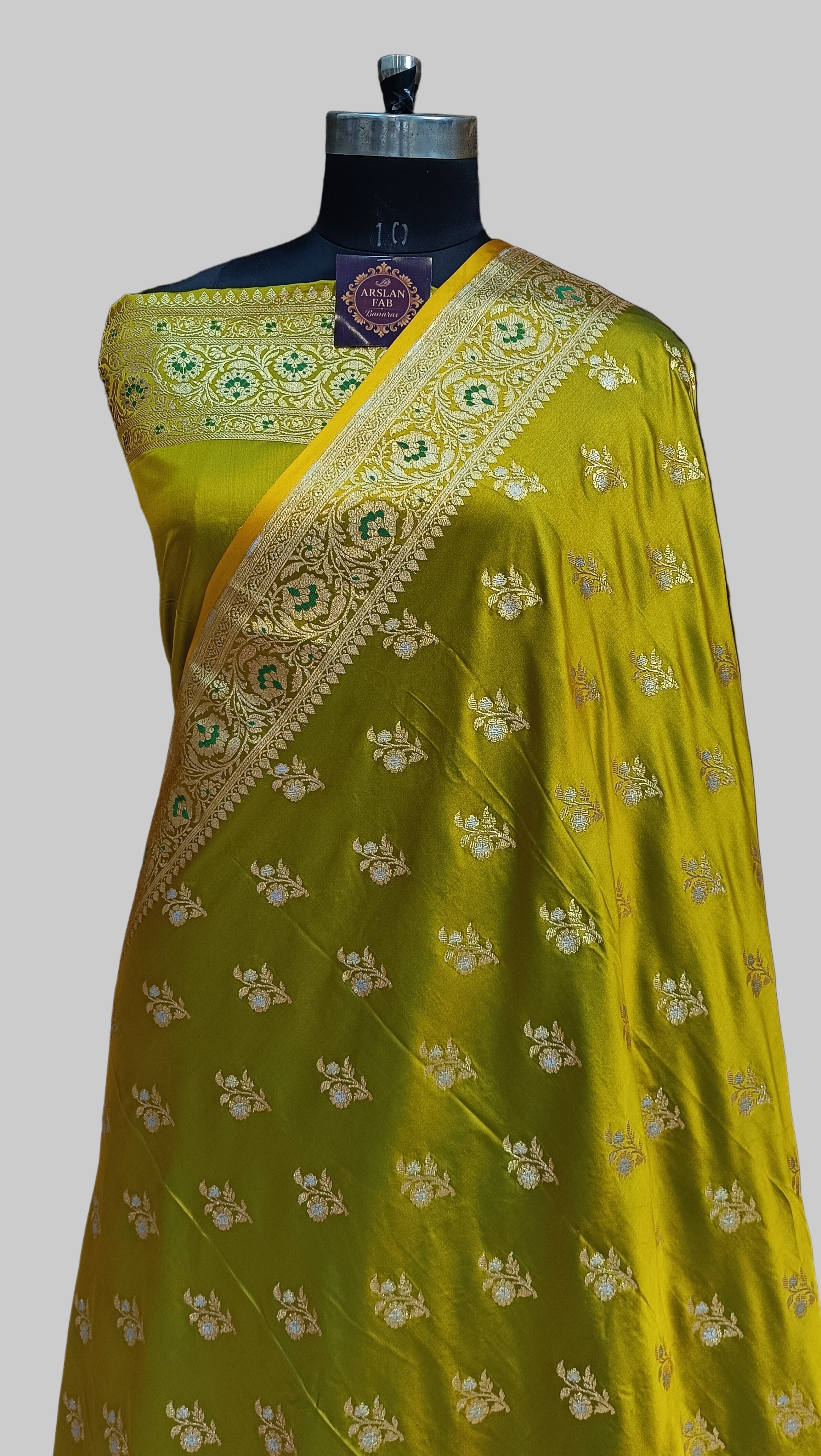 Banarasi Satan Silk Silver Meena Saree