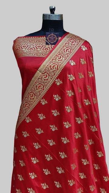 Banarasi Satan Silk Silver Meena Saree
