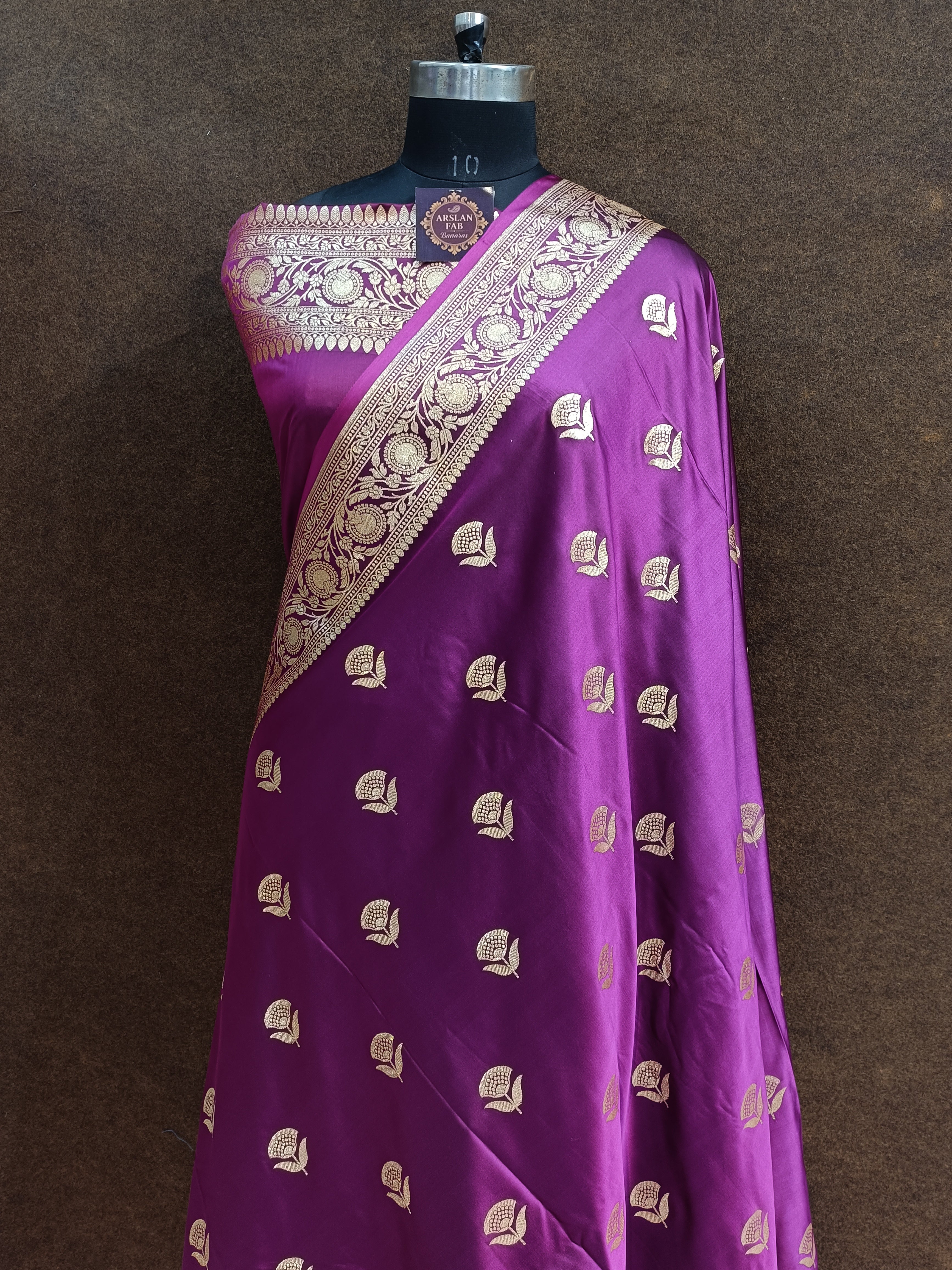 Banarasi Silk Saree Gold Zari Purple colur