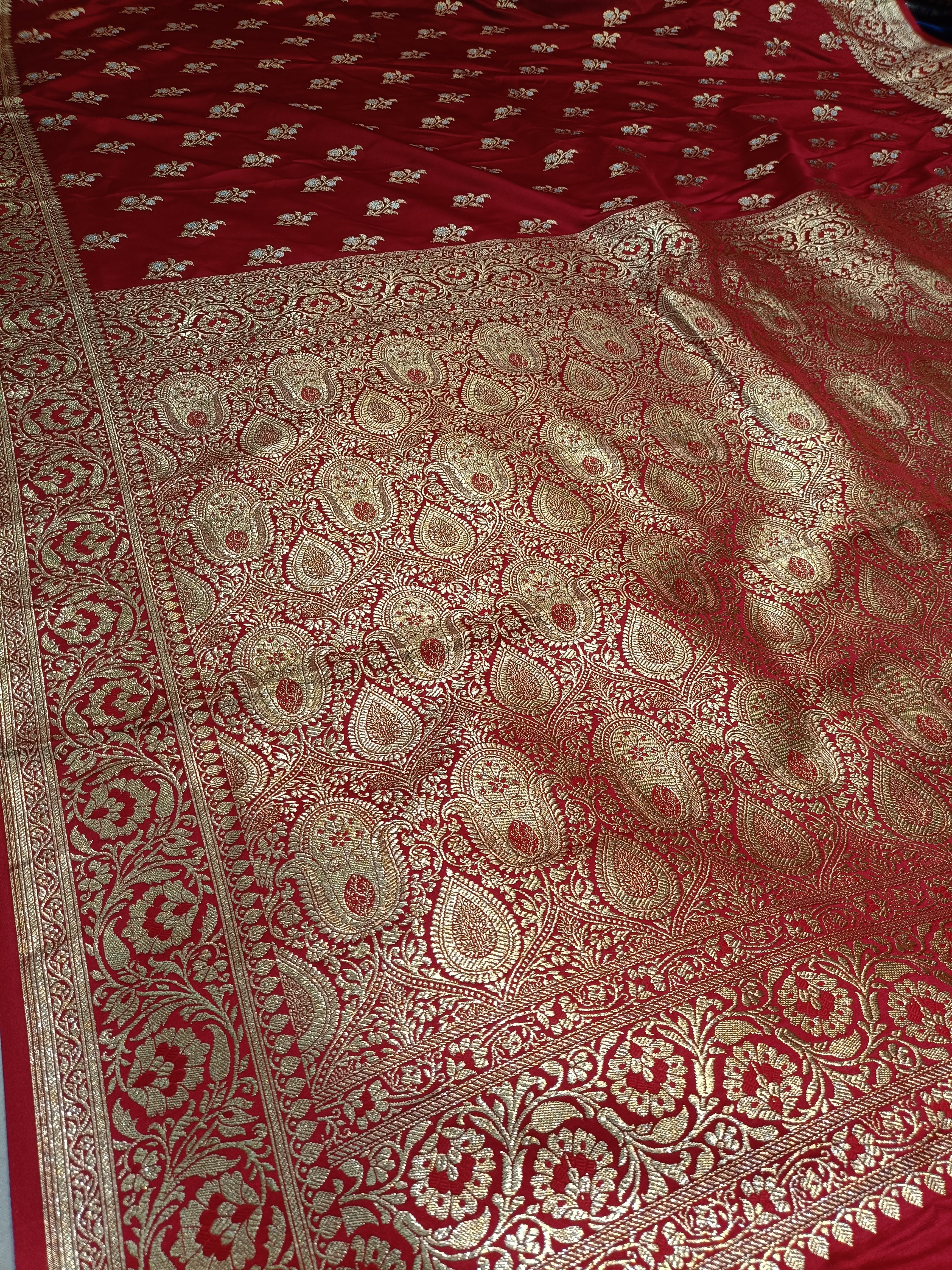 Banarasi Satan Silk Silver Meena Saree