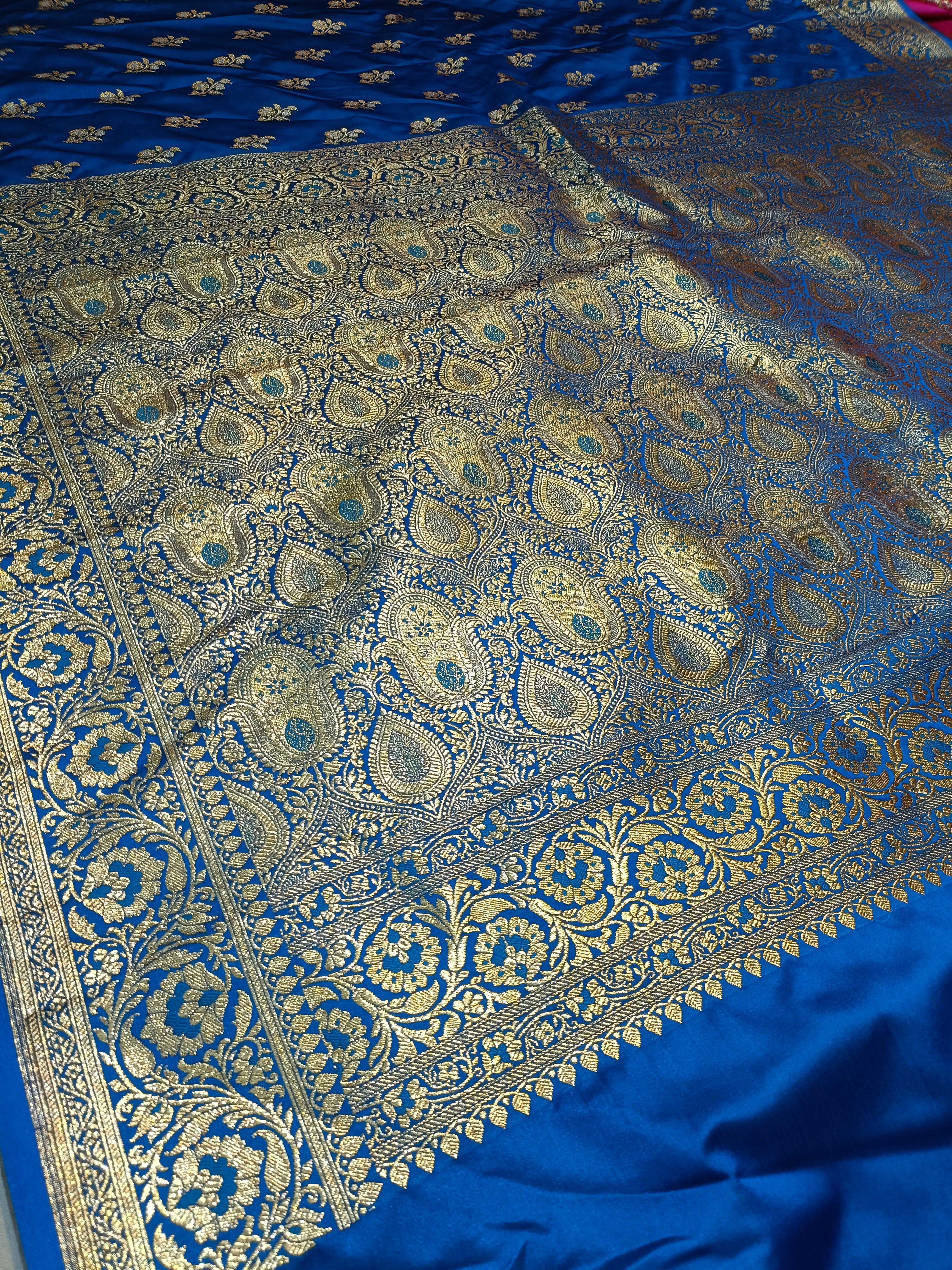 Banarasi Satan Silk Silver Meena Saree