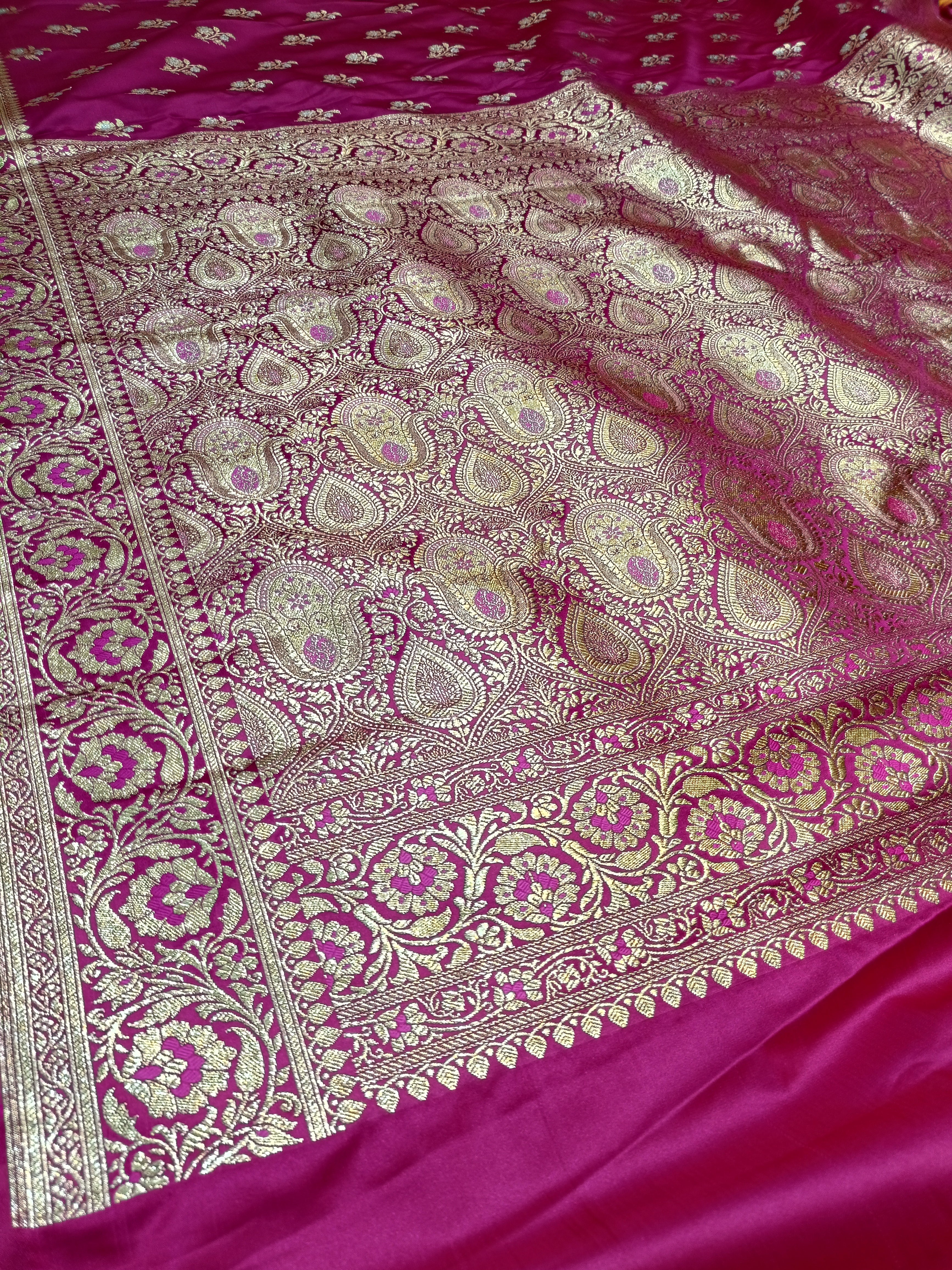 Banarasi Satan Silk Silver Meena Saree
