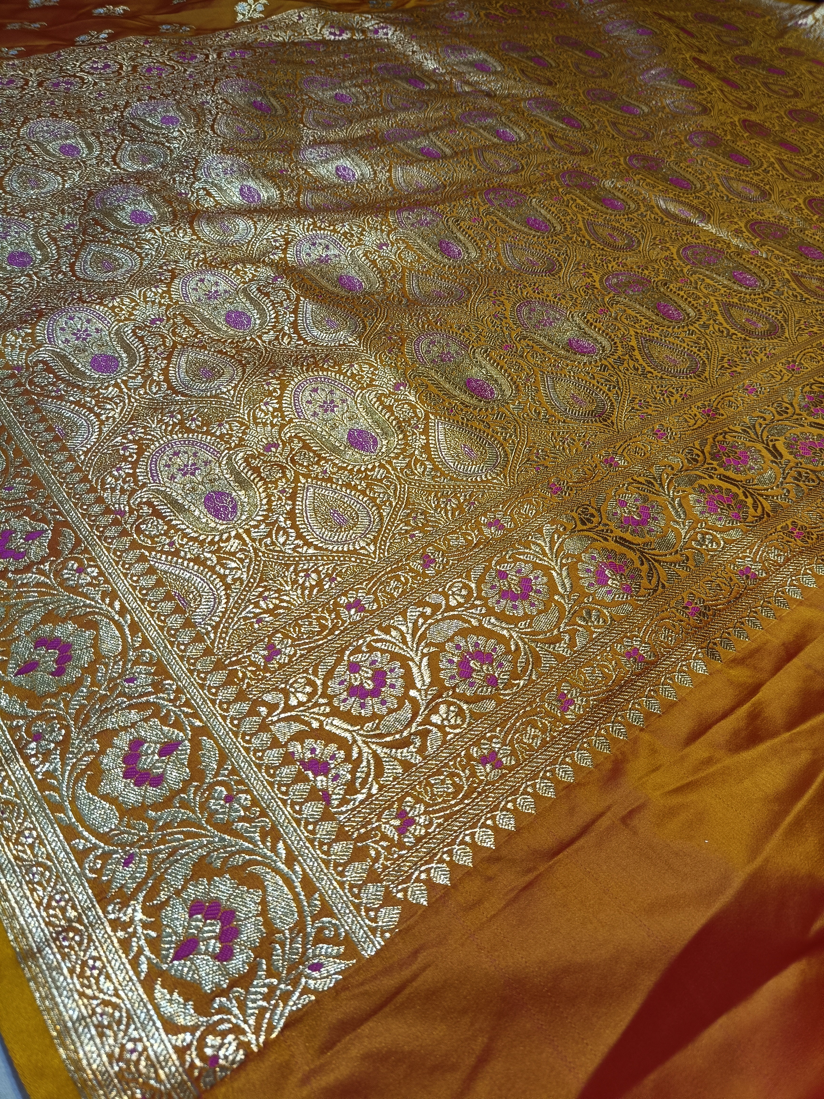 Banarasi Satan Silk Silver Meena Saree