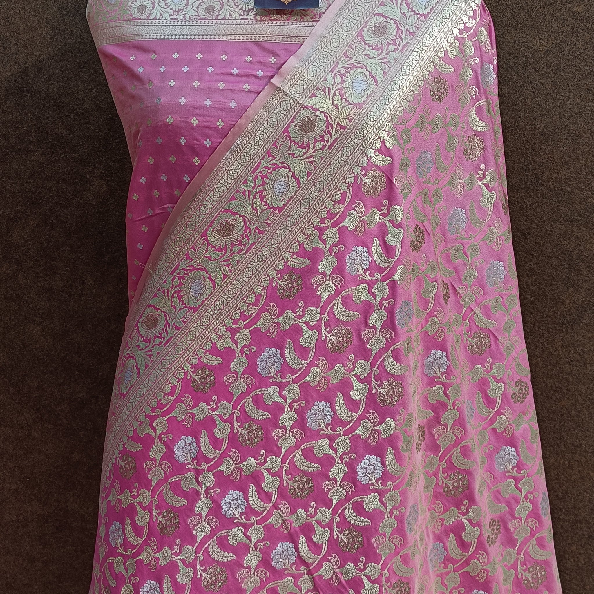 Banarasi Pink Pawri Silk Saree