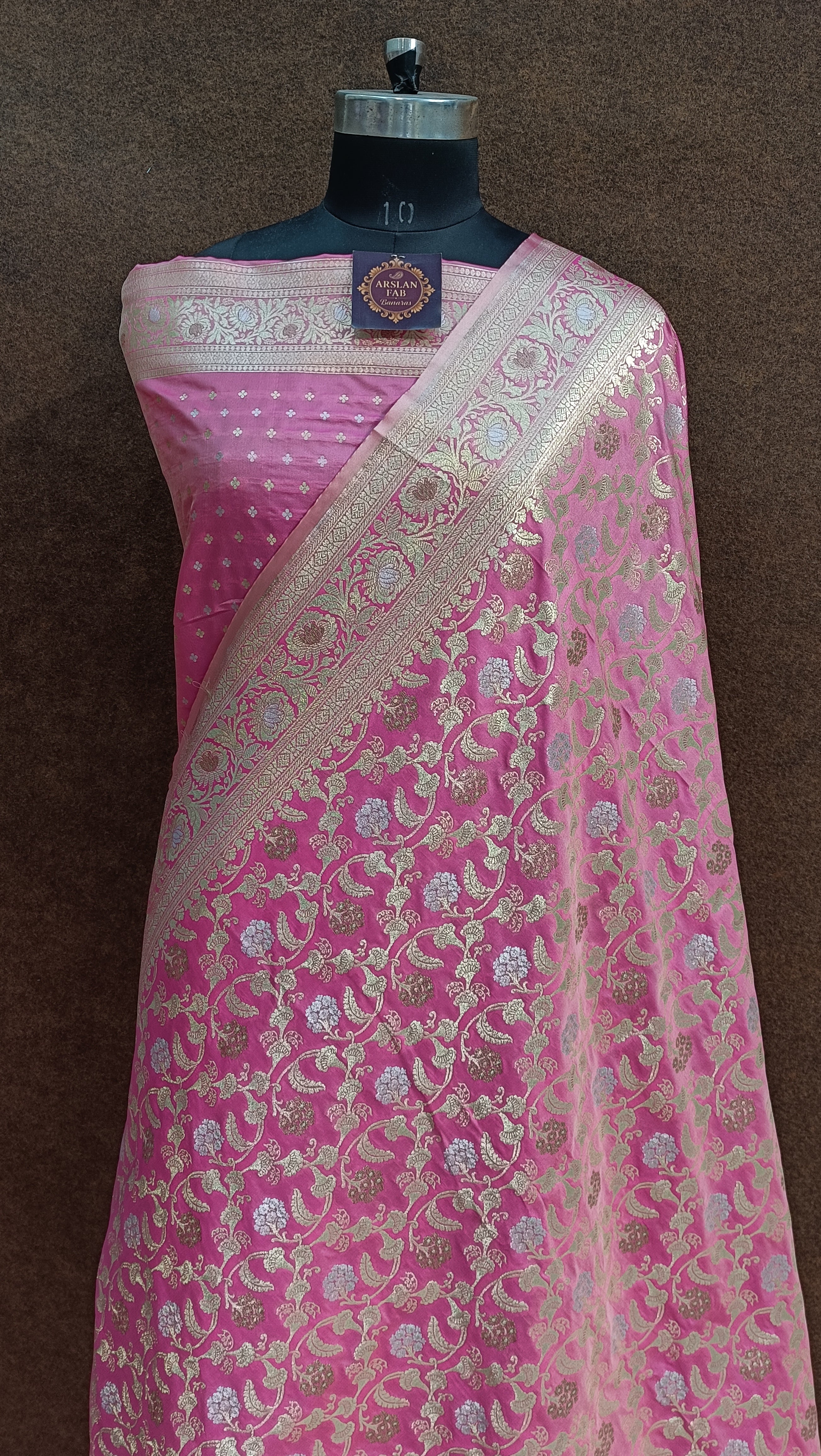 Banarasi Pink Pawri Silk Saree