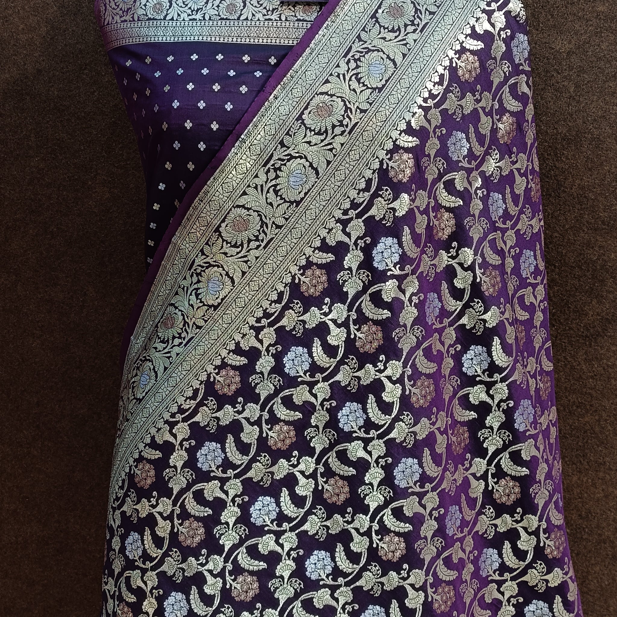 Banarasi Purple Pawri Silk Saree