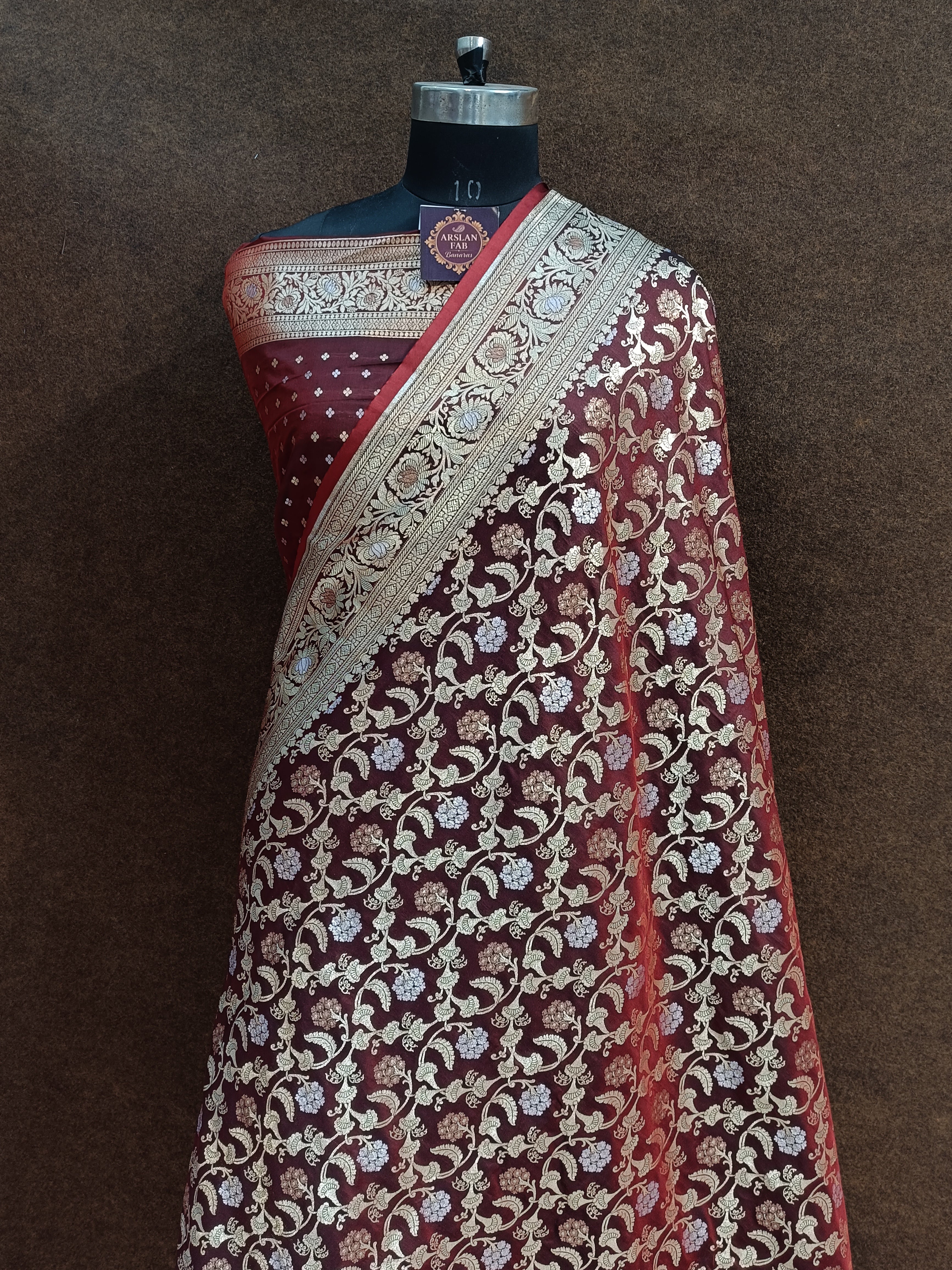 Banarasi Maroon Color Pawri Silk Saree