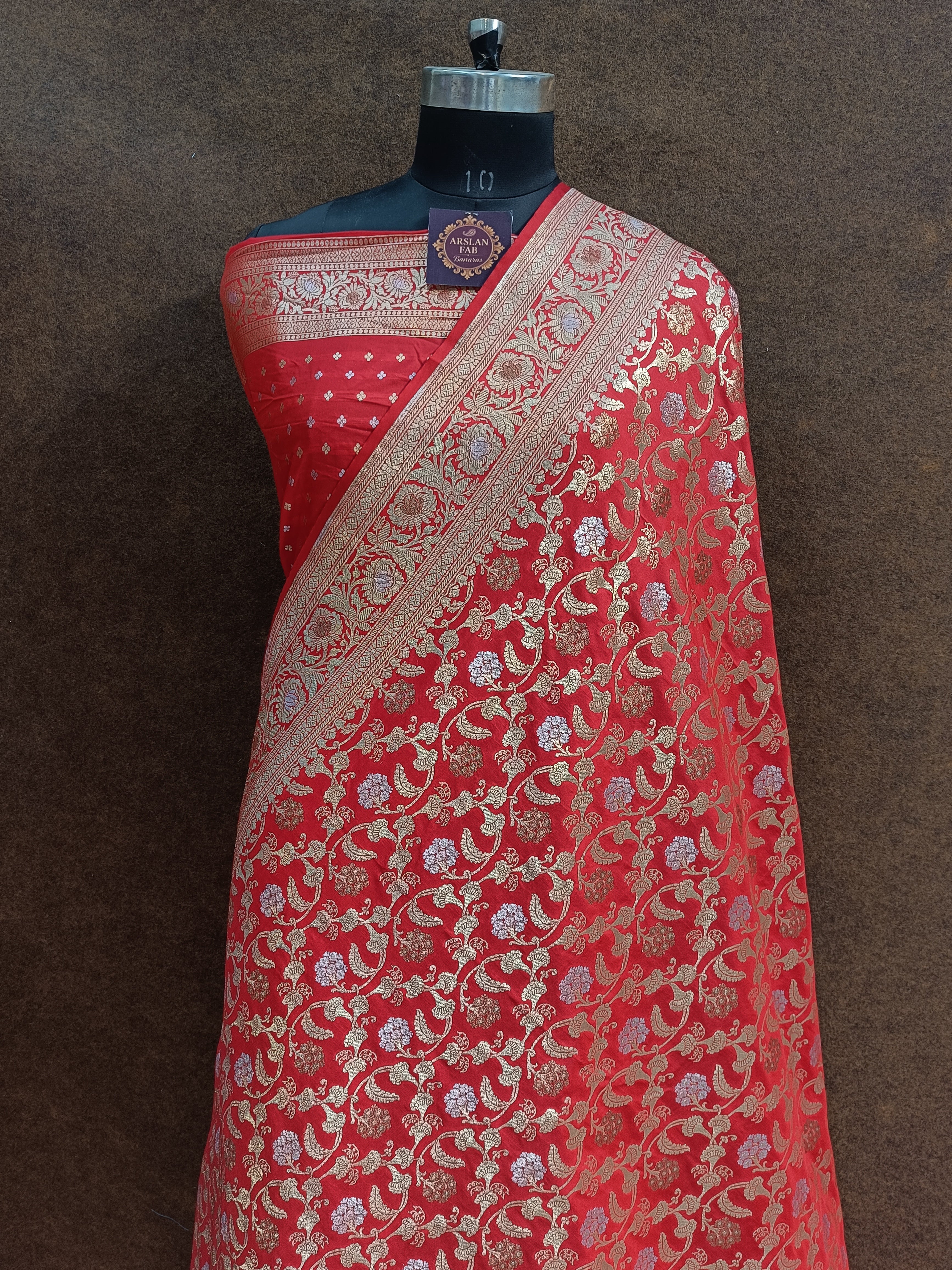 Banarasi Red Color Pawri Silk Saree