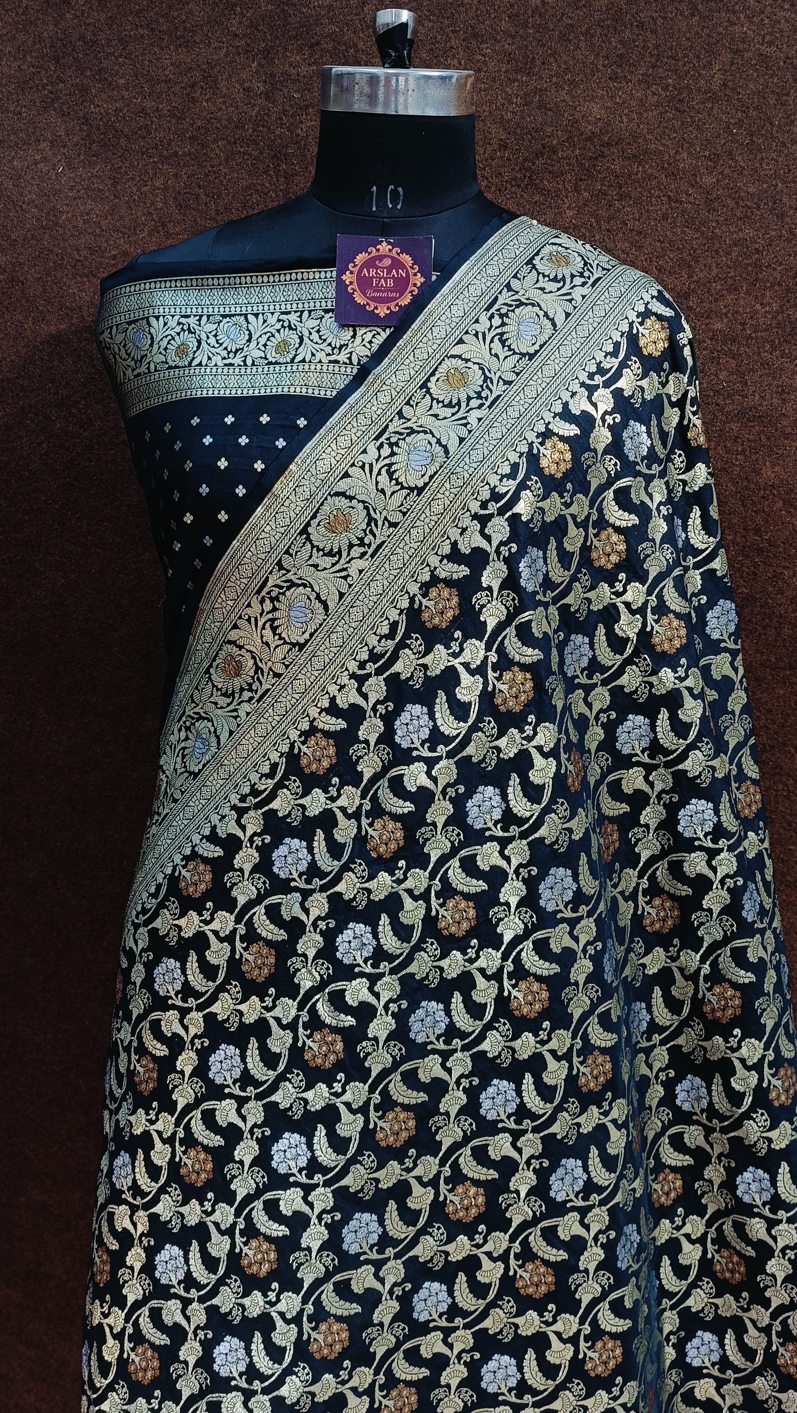 Banarasi Black Pawri Silk Saree