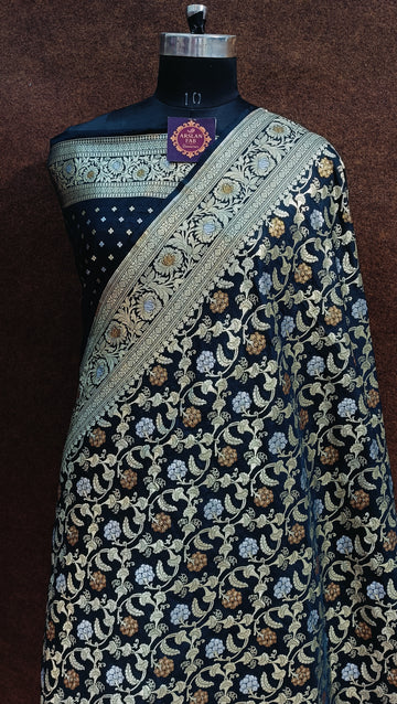 Banarasi Black Pawri Silk Saree