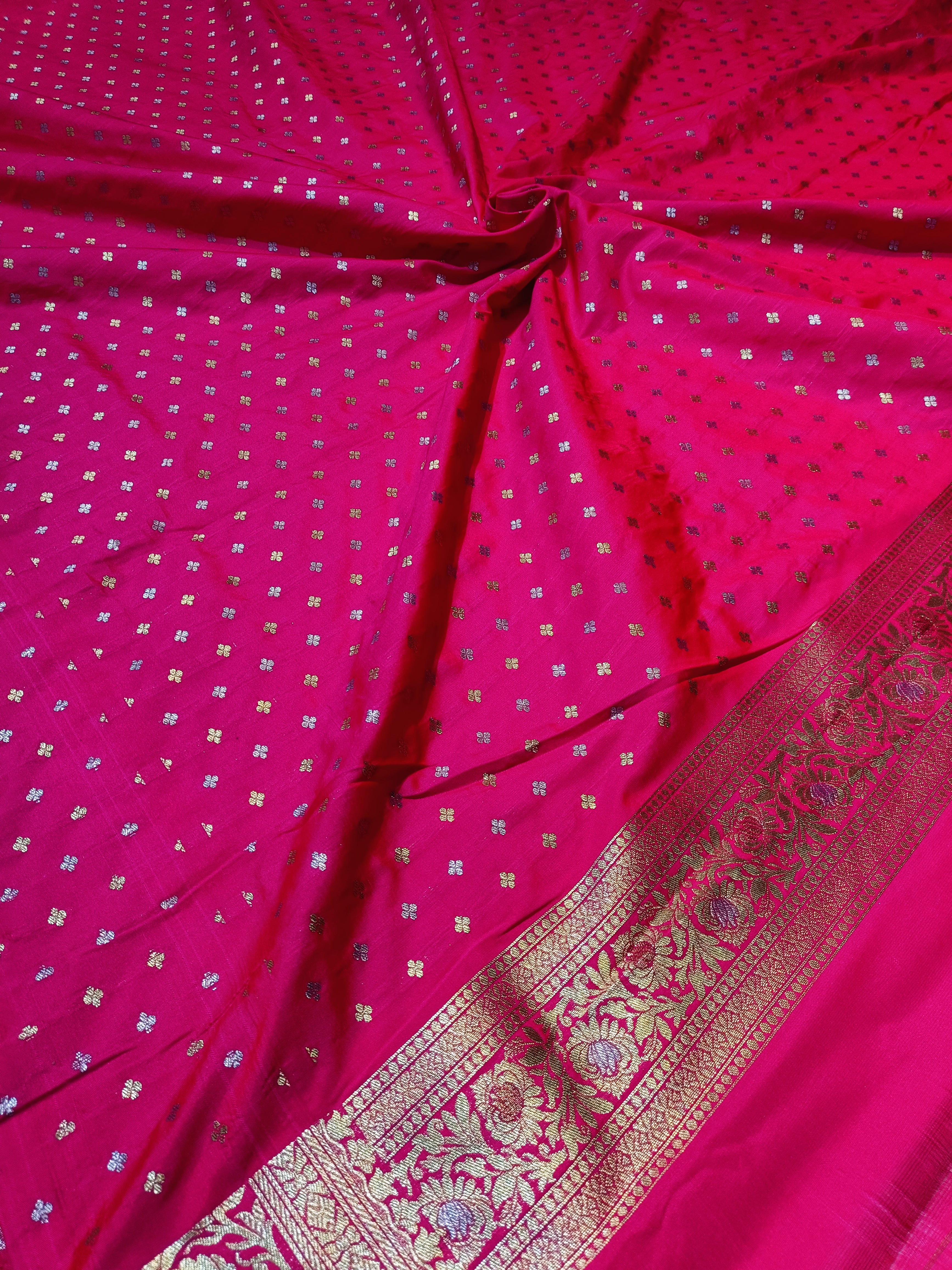 Banarasi Rani Colour Pawri Silk Saree