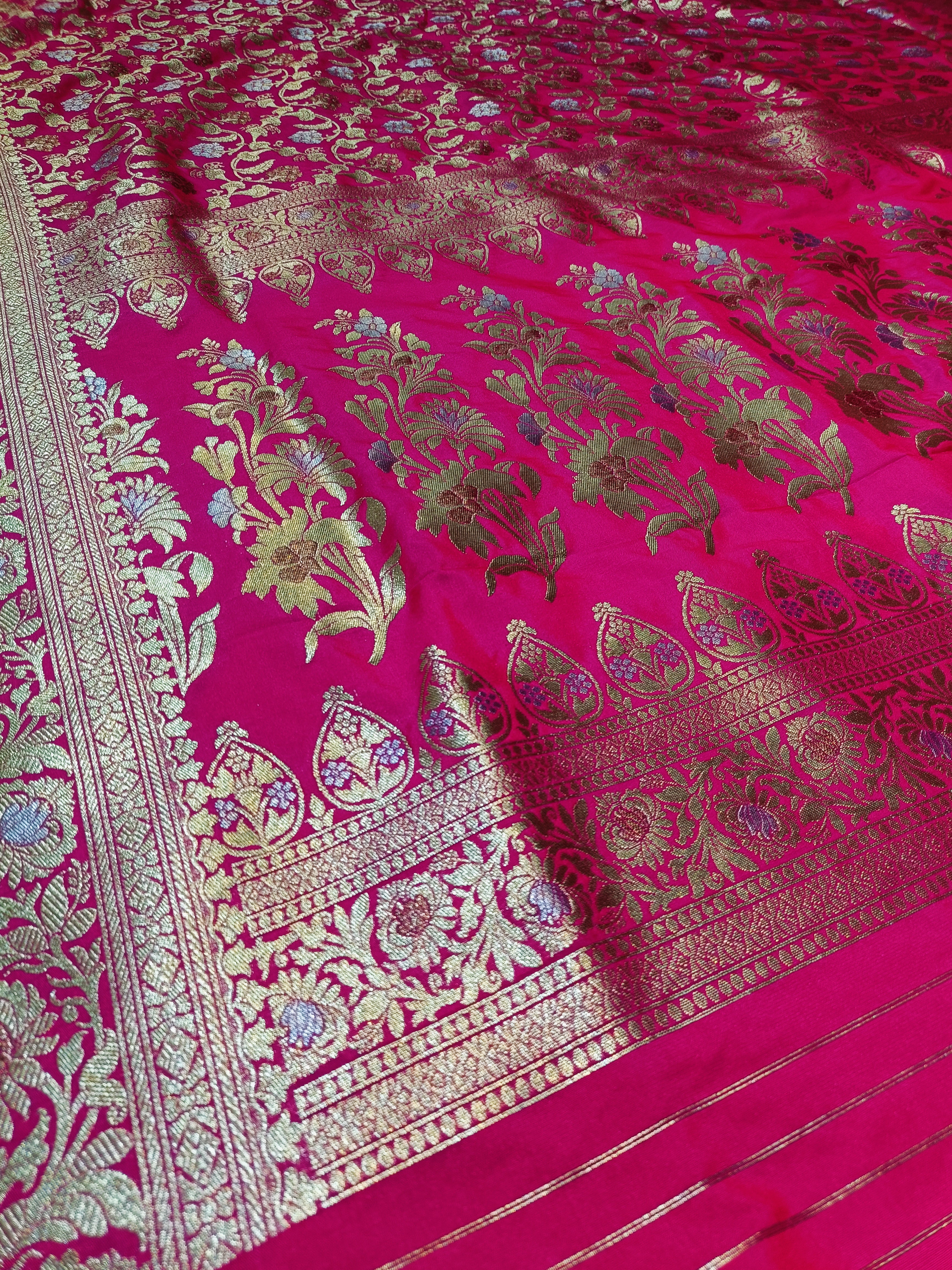 Banarasi Rani Colour Pawri Silk Saree