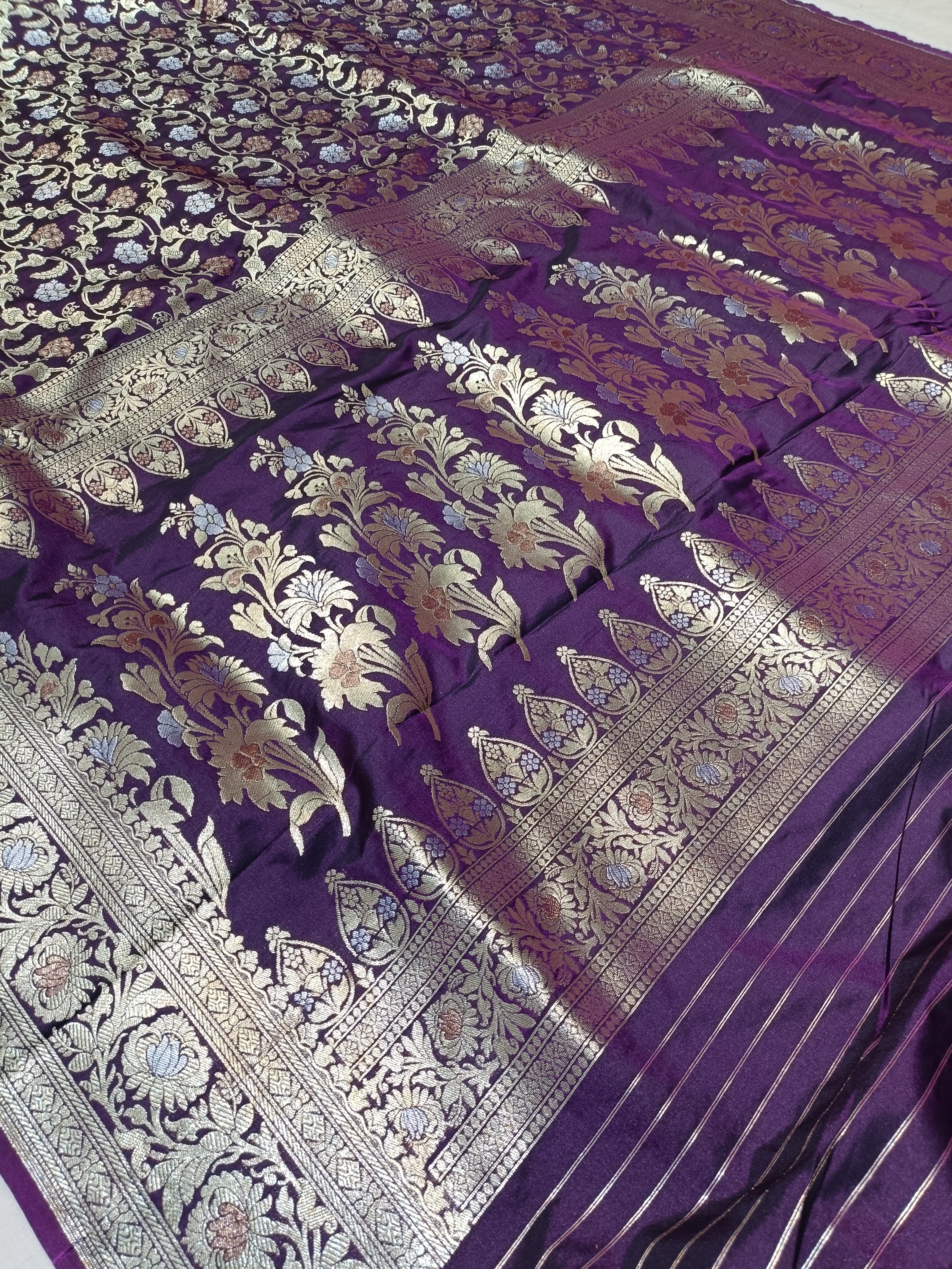 Banarasi Purple Pawri Silk Saree