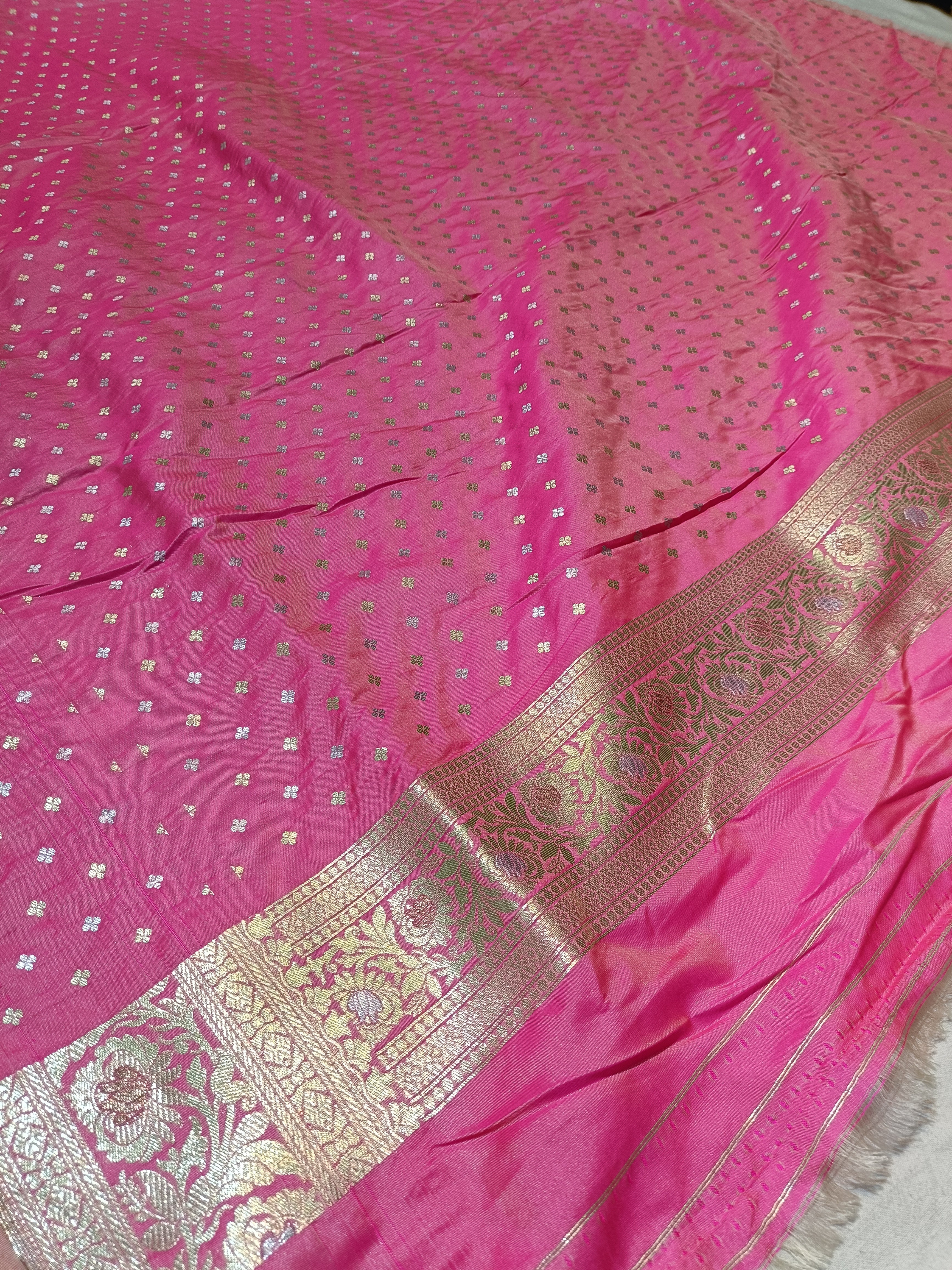 Banarasi Pink Pawri Silk Saree