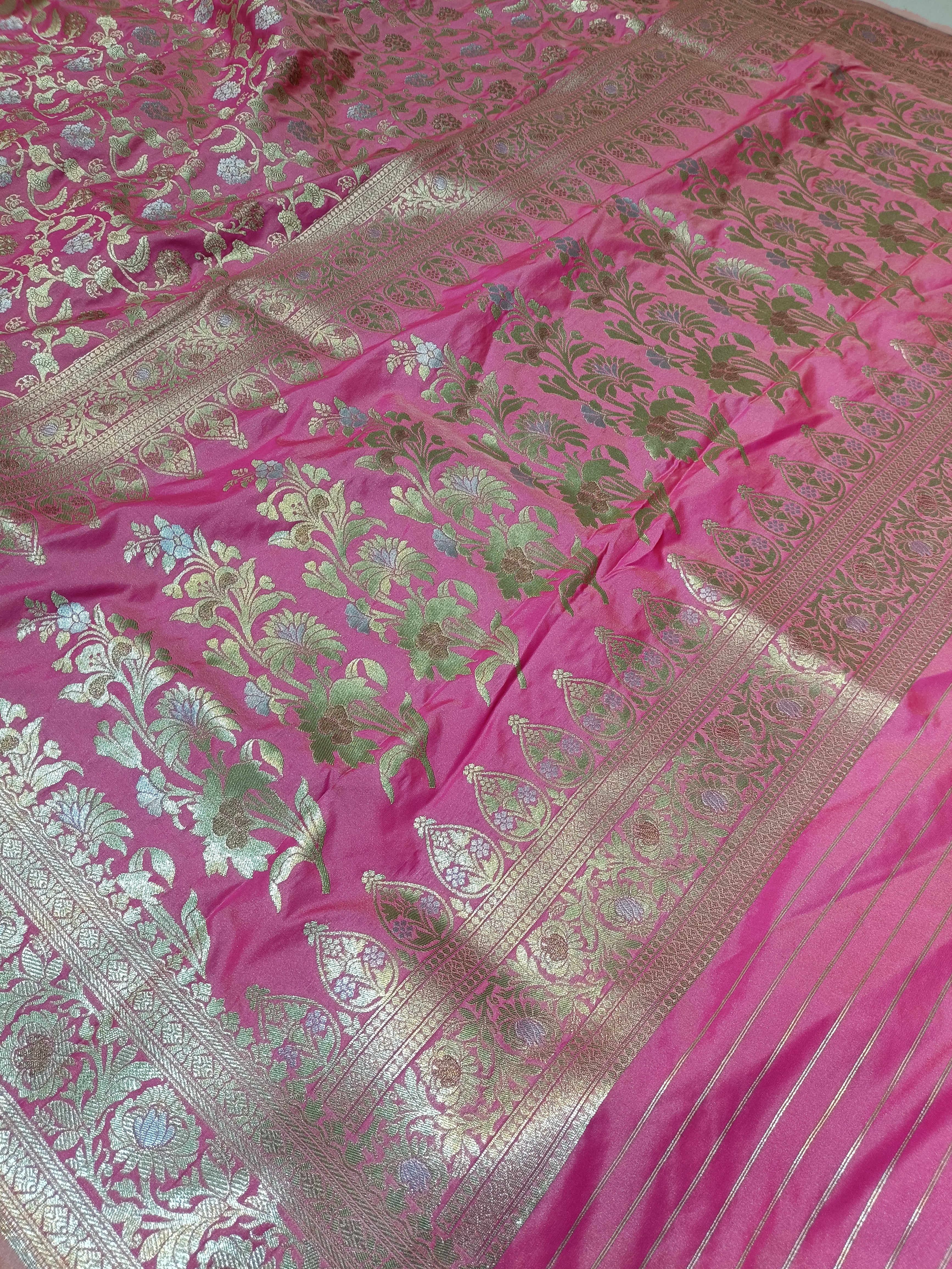 Banarasi Pink Pawri Silk Saree