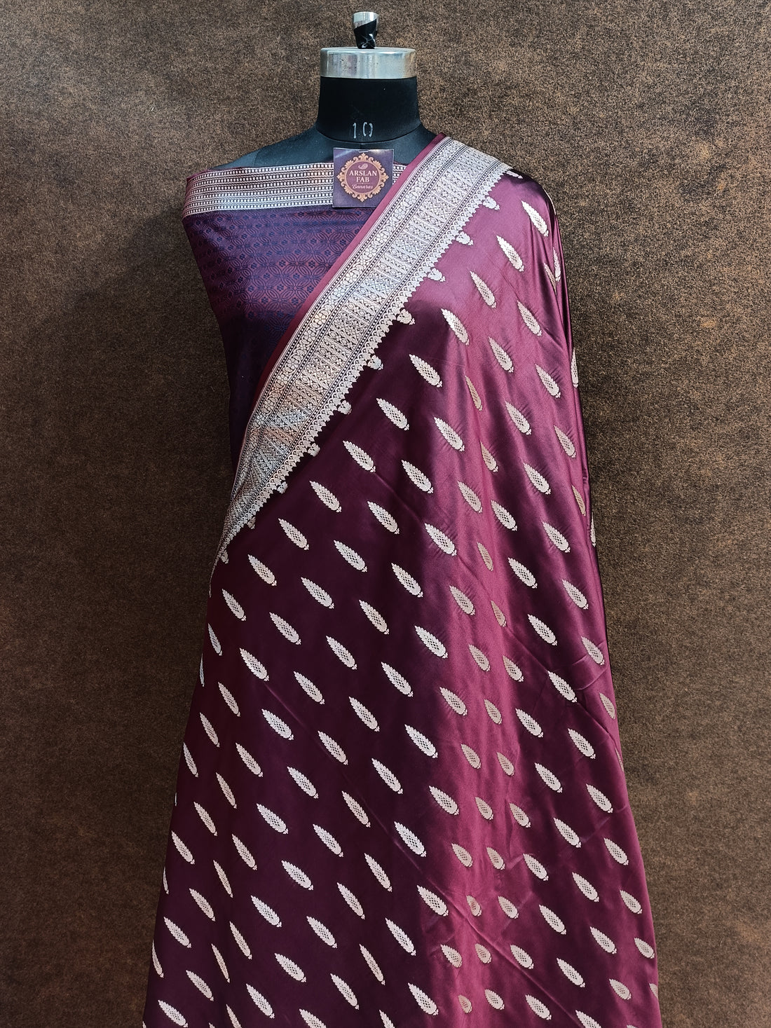 Banarasi Mashru Silk Garnet Colur Saree