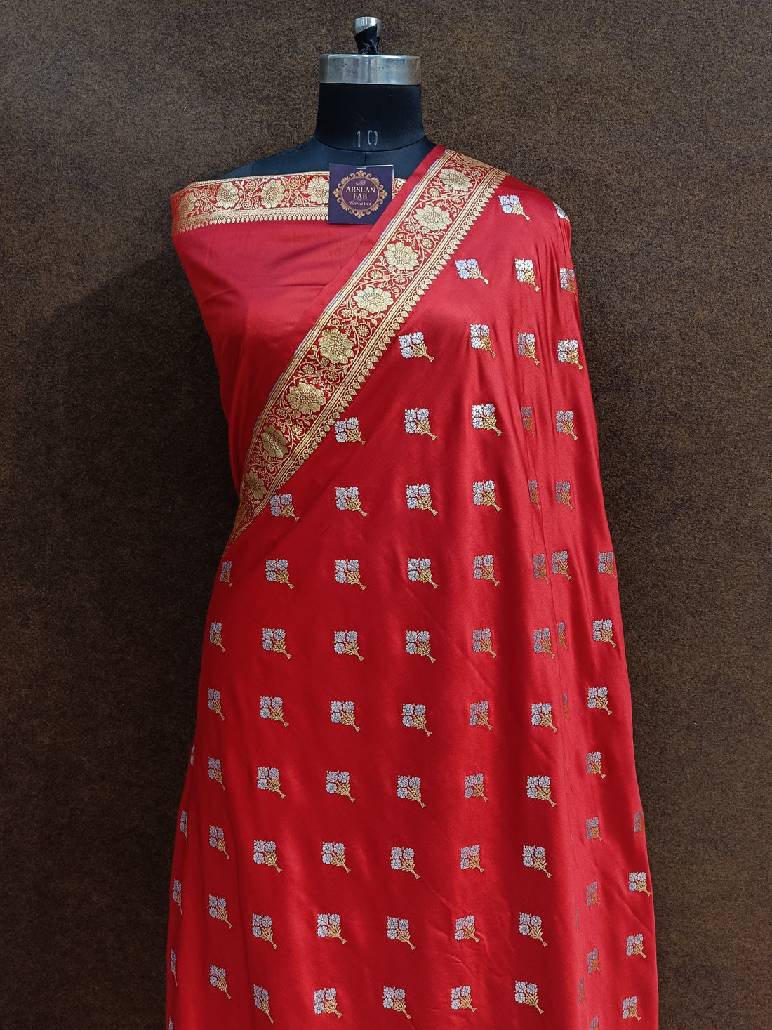 Banarasi Red Colur Silver Zari Meena Saree