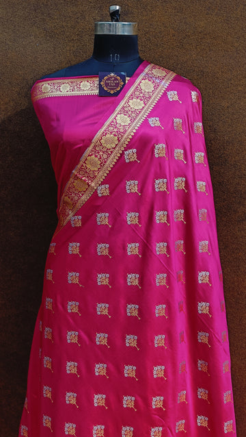 Banarasi Rani Colur Silver Zari Meena Saree