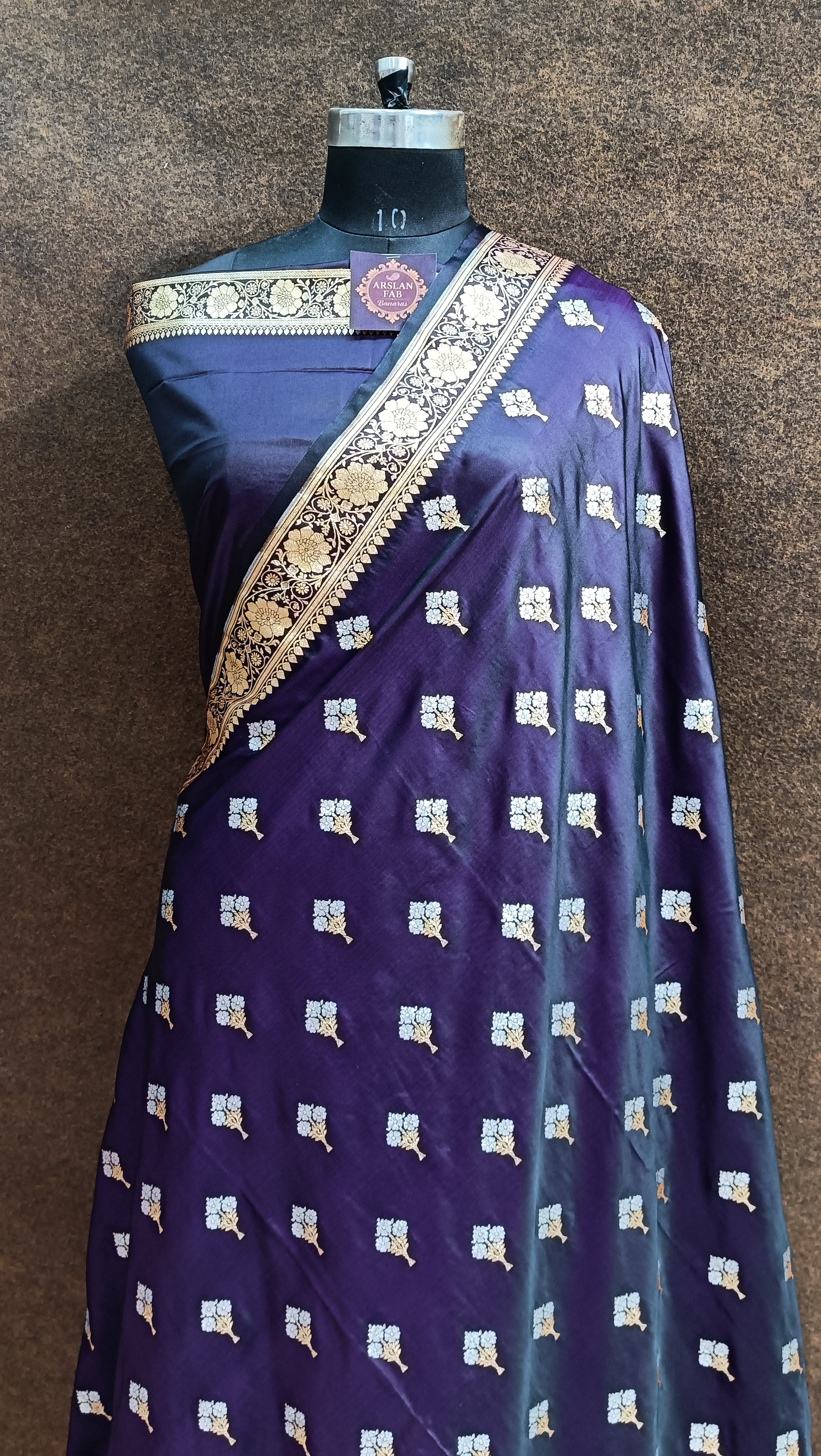 Banarsi Purple Colur  With Silver Zari Meenaa Saree