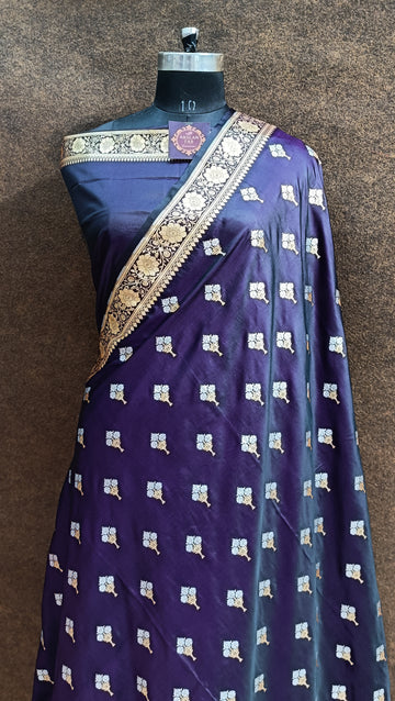 Banarsi Purple Colur  With Silver Zari Meenaa Saree