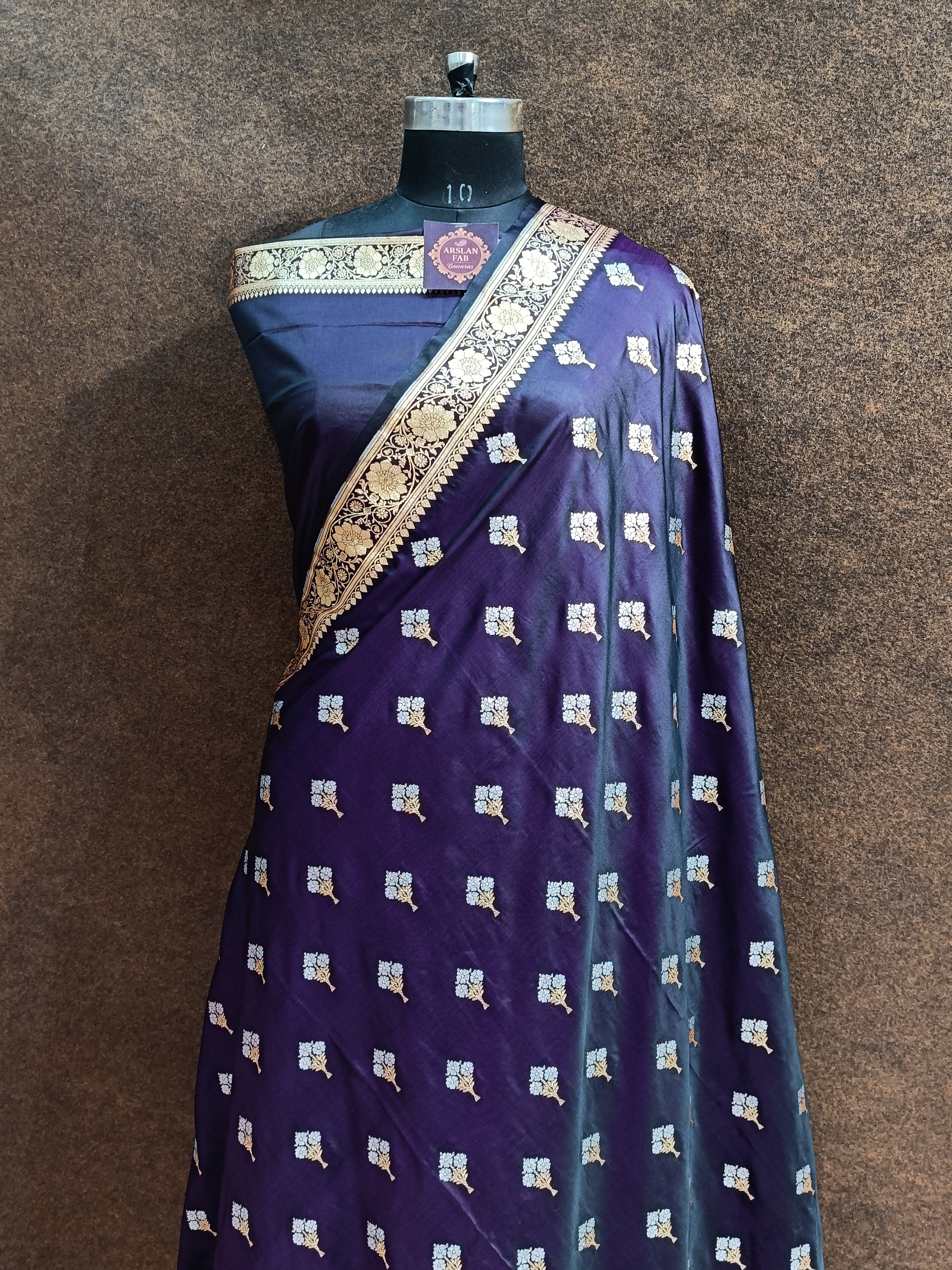 Banarsi Purple Colur  With Silver Zari Meenaa Saree