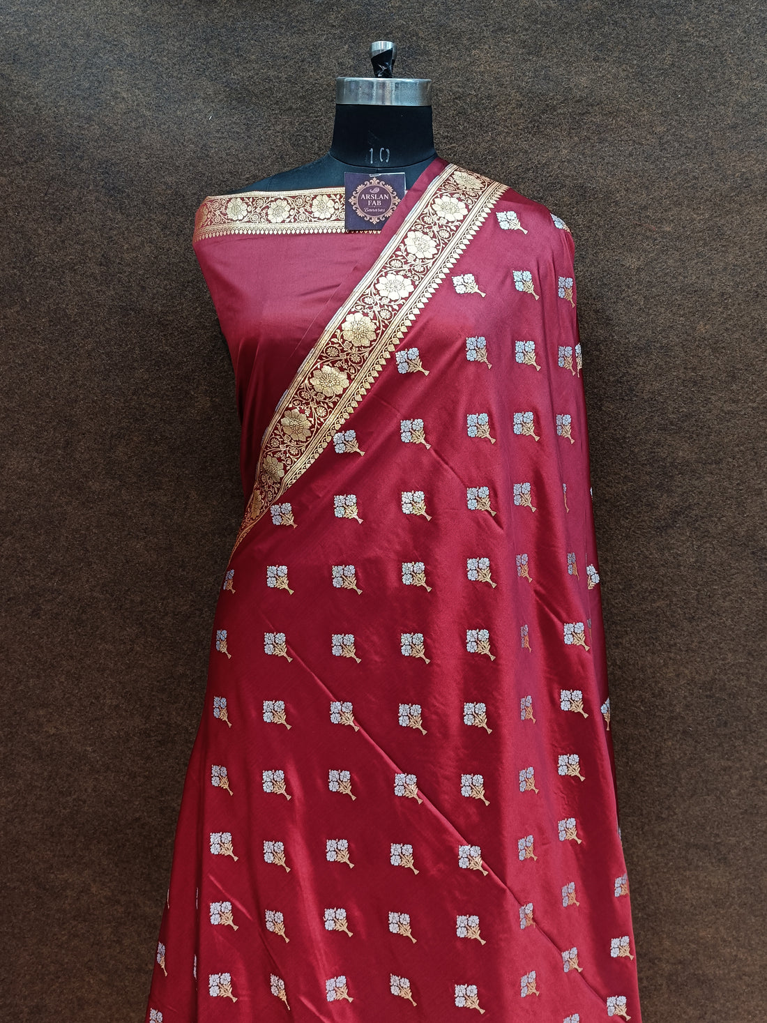 Mehroon Satan Silk Wedding Saree