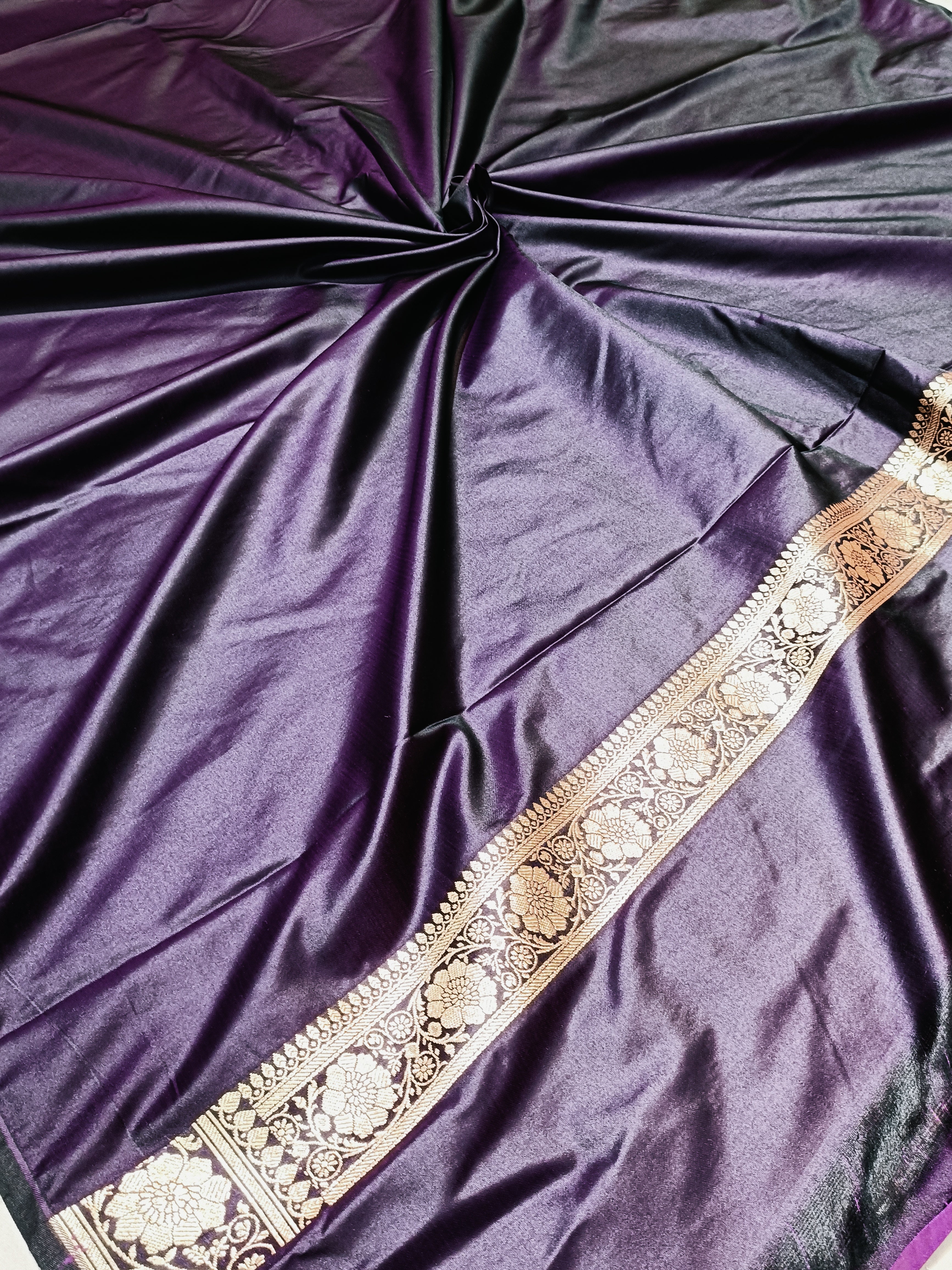 Banarsi Purple Colur  With Silver Zari Meenaa Saree