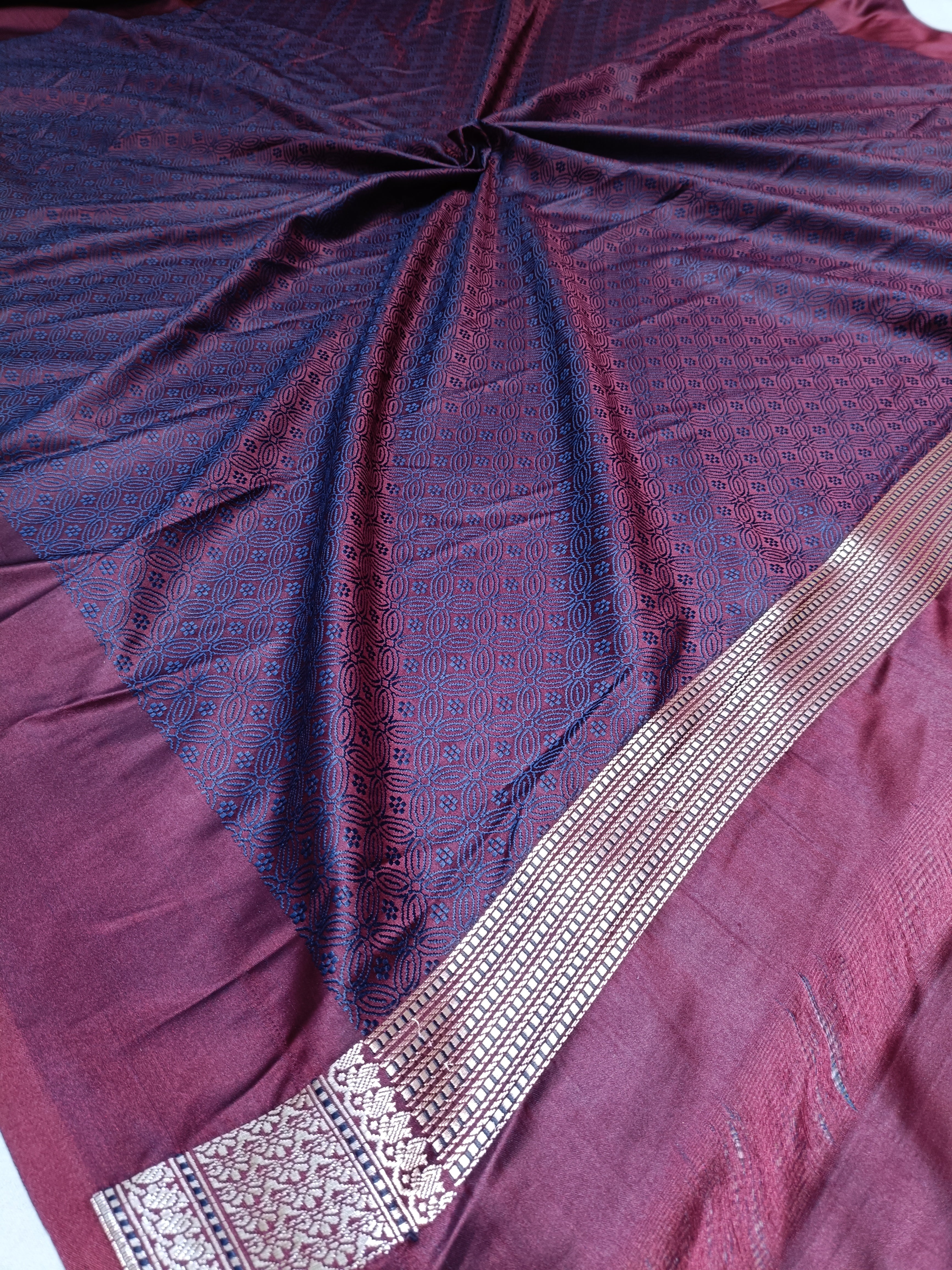 Banarasi Mashru Silk Garnet Colur Saree