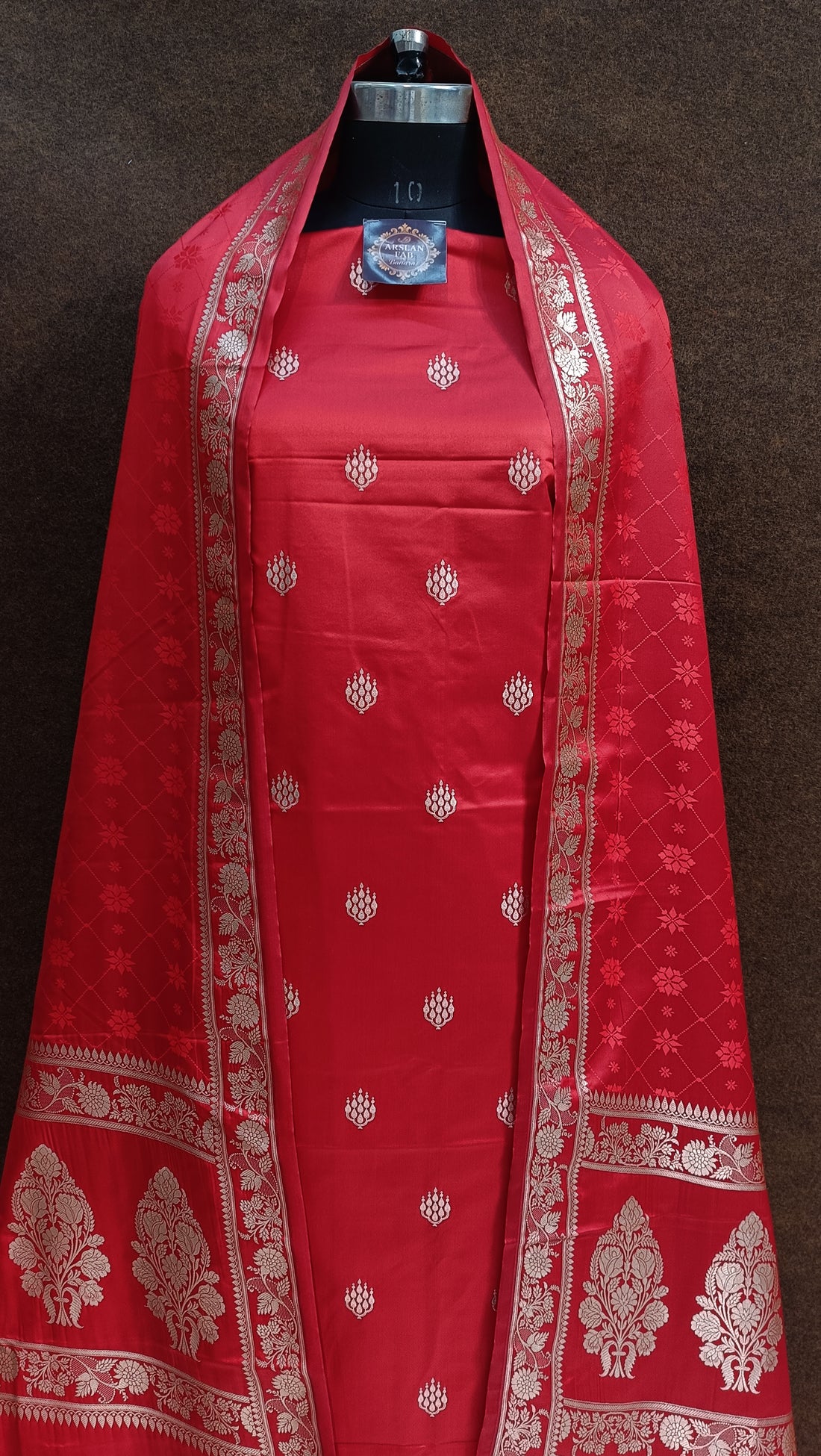 Banarasi Mashru Silk Red Suit