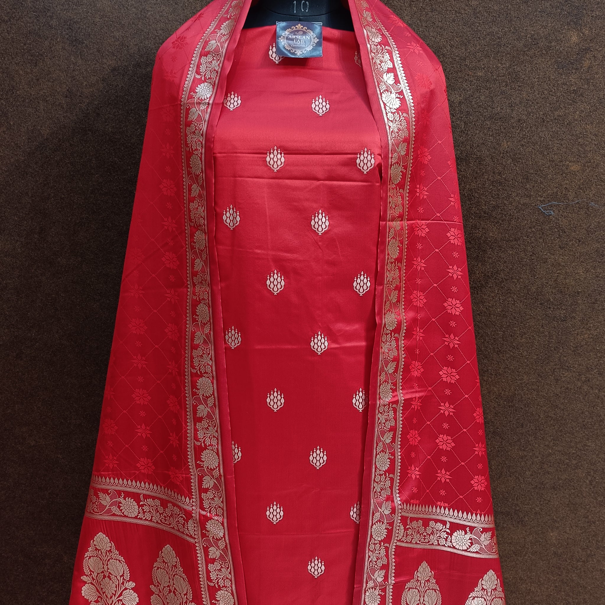 Banarasi Mashru Silk Red Suit