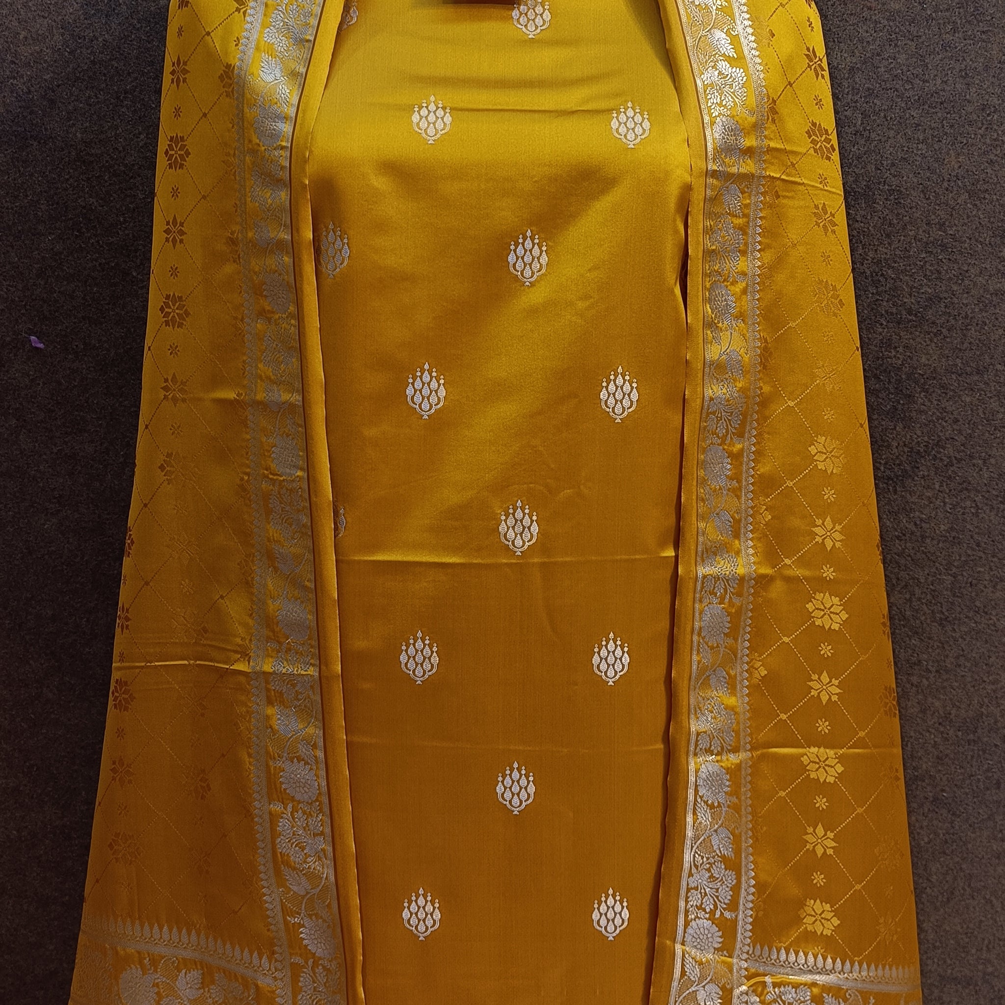 Banarasi Mashru Silk Musterd Yellow Suit
