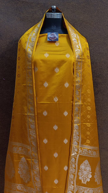 Banarasi Mashru Silk Musterd Yellow Suit