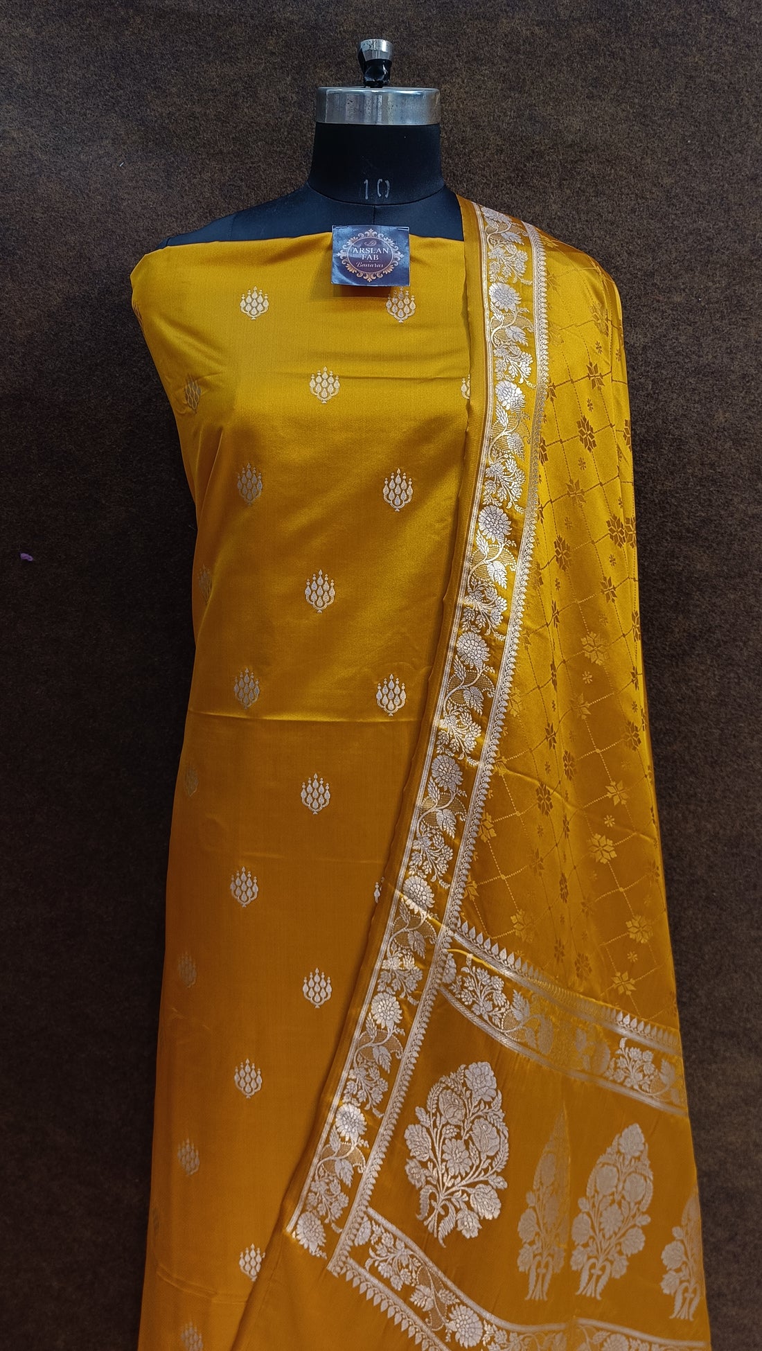 Banarasi Mashru Silk Musterd Yellow Suit