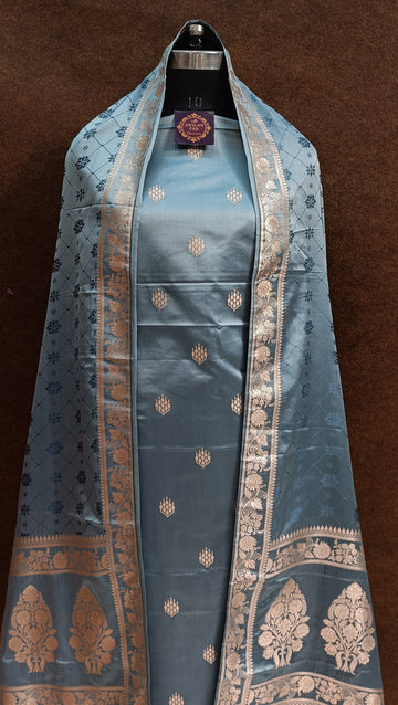 Banarasi Mashru Silk Grey Suit