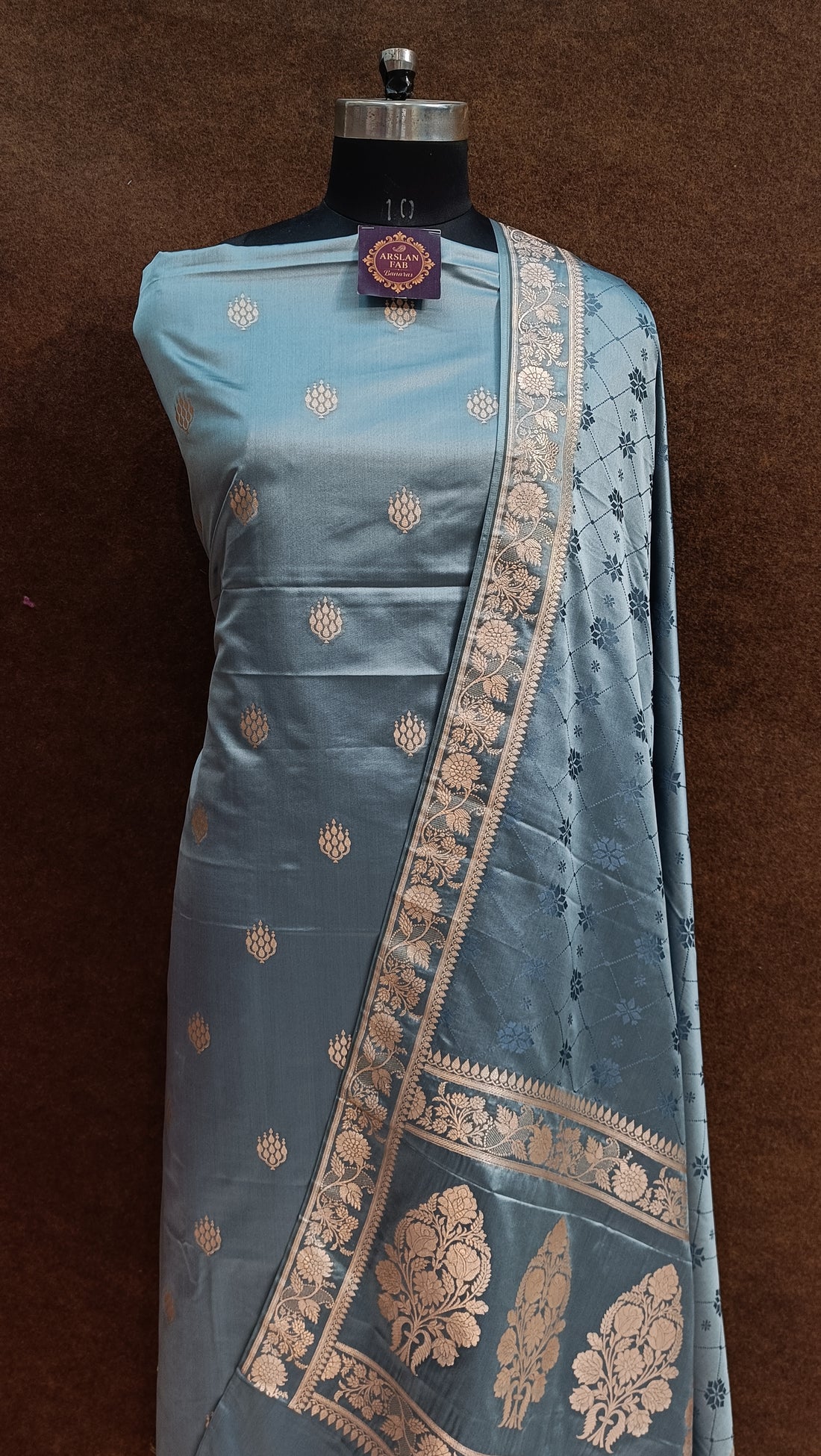 Banarasi Mashru Silk Grey Suit