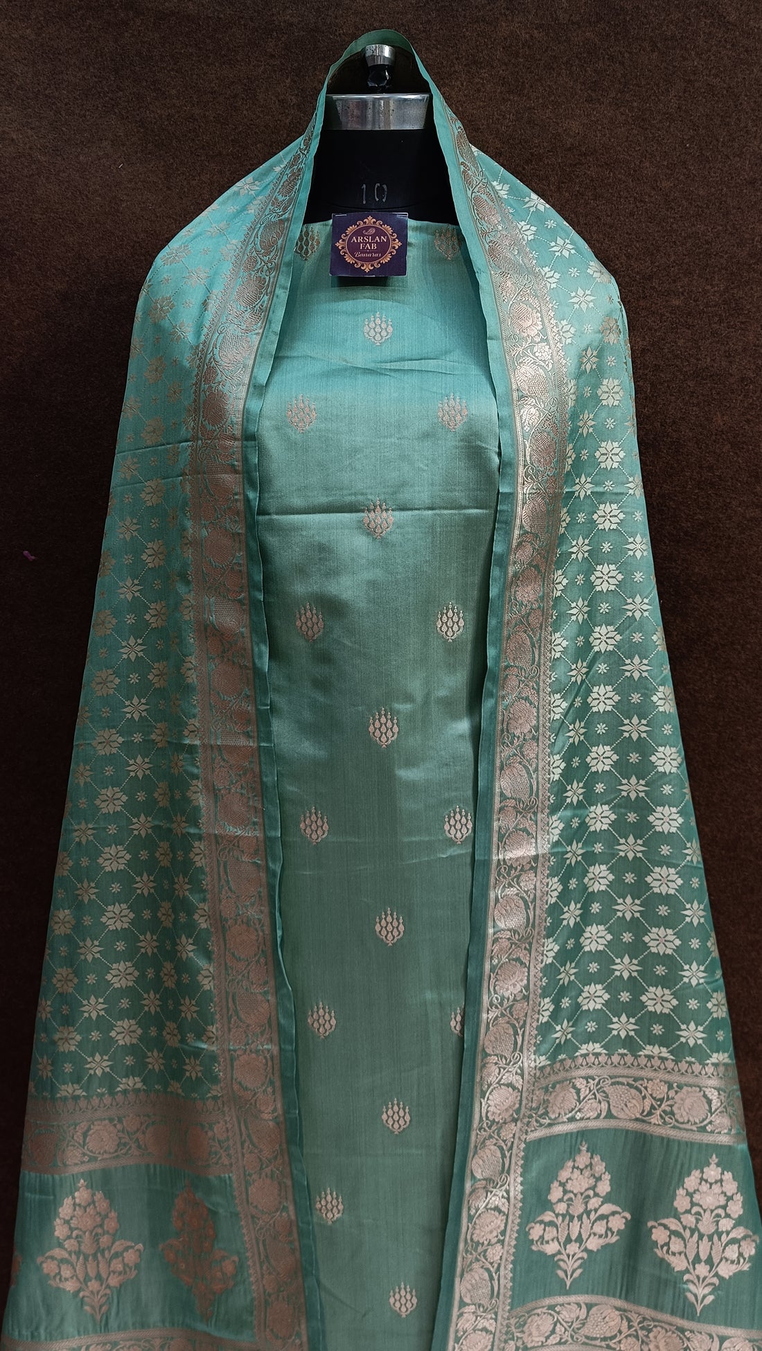 Banarasi Mashru Silk C green Suit